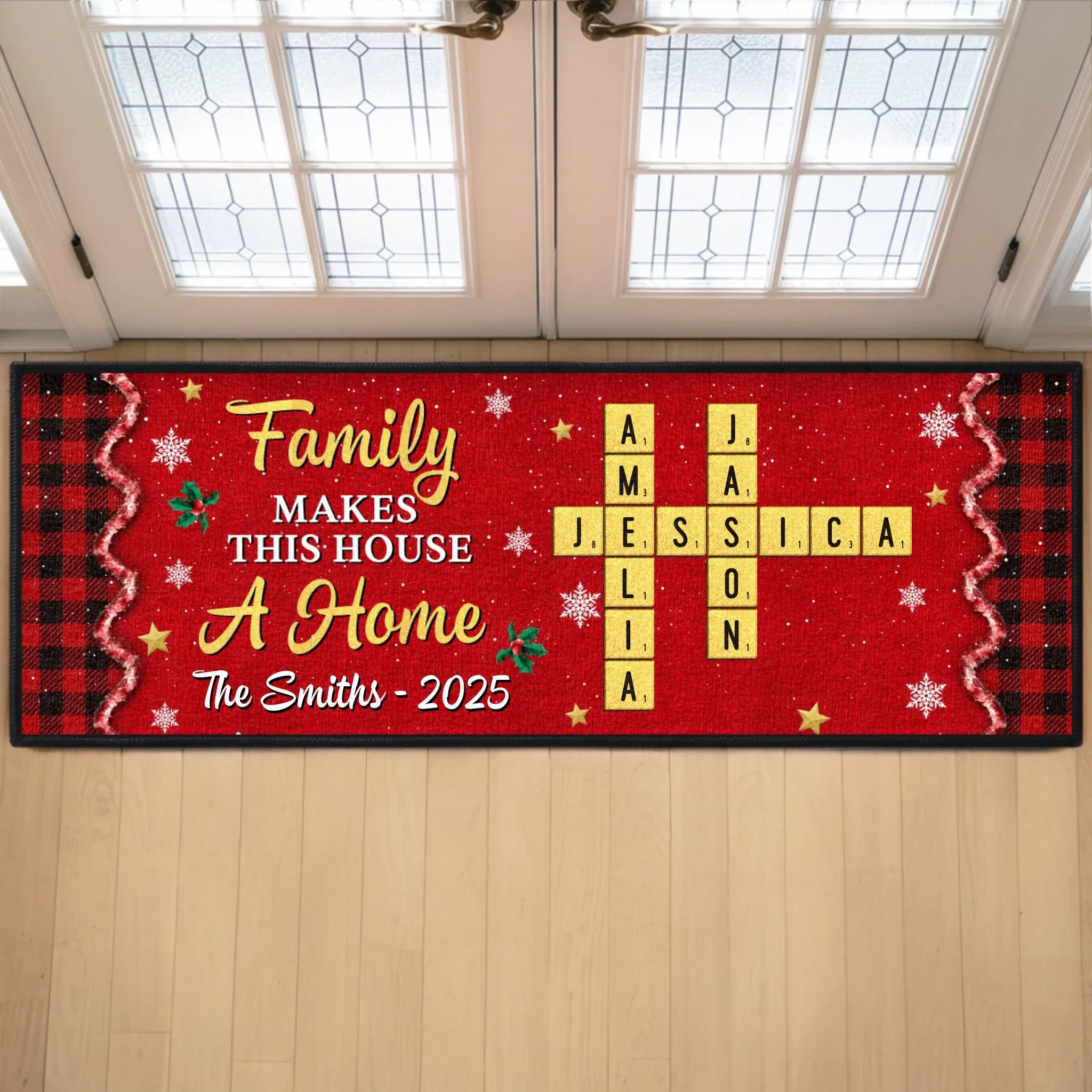Custom Scrabble Runner Rug - Personalized Christmas Birthday Gifts For Mom, Dad, Brother, Sister, Kids - Together We Share The Holiday Magic - Robaser