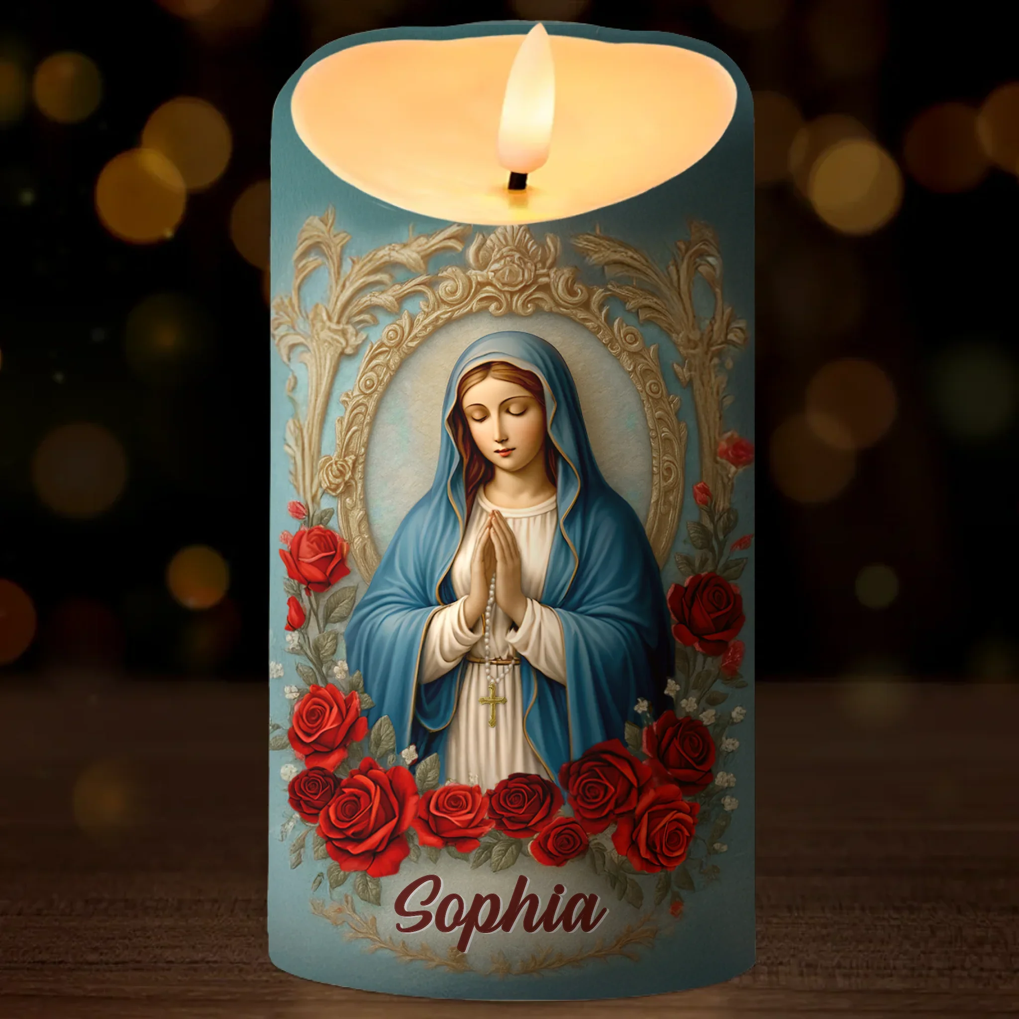 Custom 3D Inflated Effect Printed LED Candle - Personalized Christian Gifts For Women, Men, All Believers, Jesus Lovers - Peace, Light, And Blessings - Robaser
