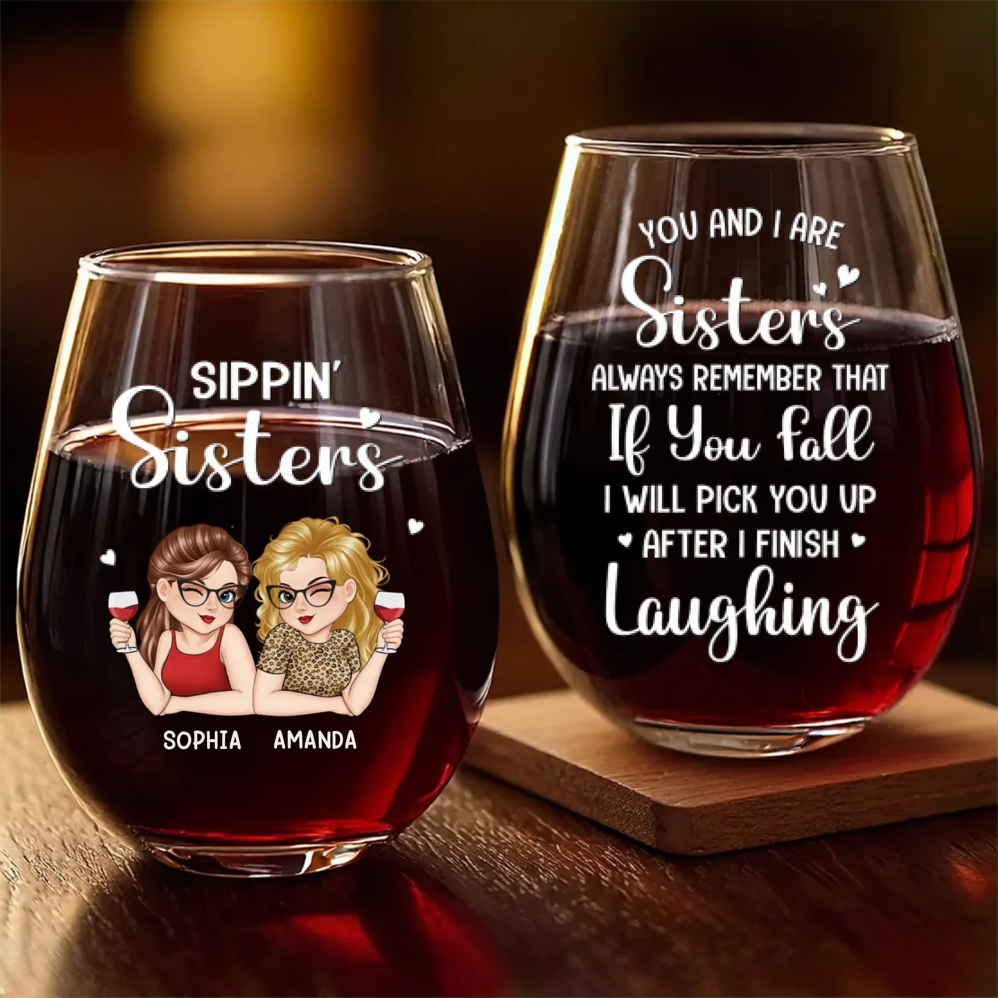 Custom Wine Glass - Personalized Best Friend Birthday Gifts For Women, Besties, Sisters, BFF - Forever My Drinking Buddy - Robaser