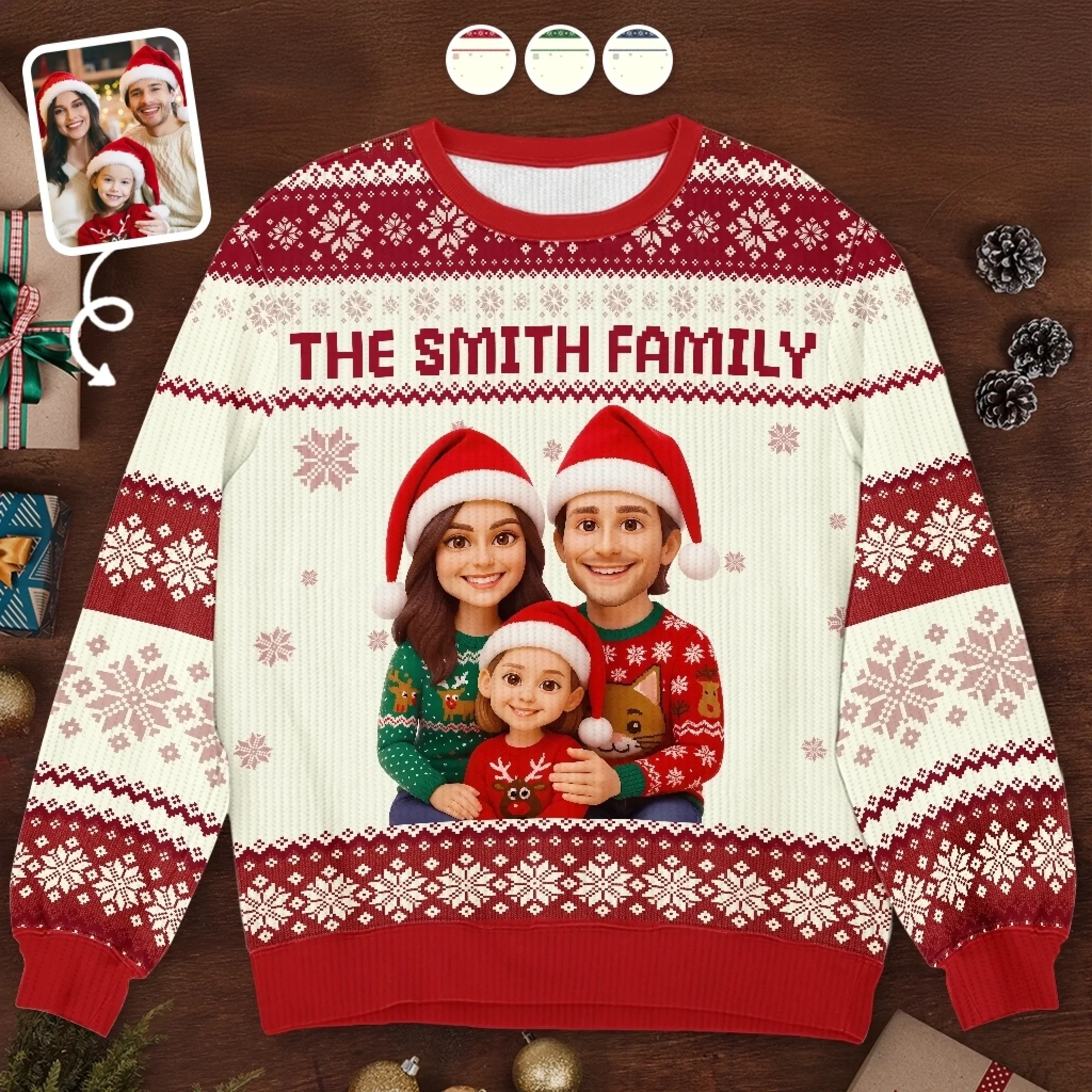 Custom Photo Unisex Ugly Sweatshirt - Personalized  Christmas Birthday Gifts For Mom, Dad, Brother, Sister, Kids - All Wrapped Up In Love - Robaser