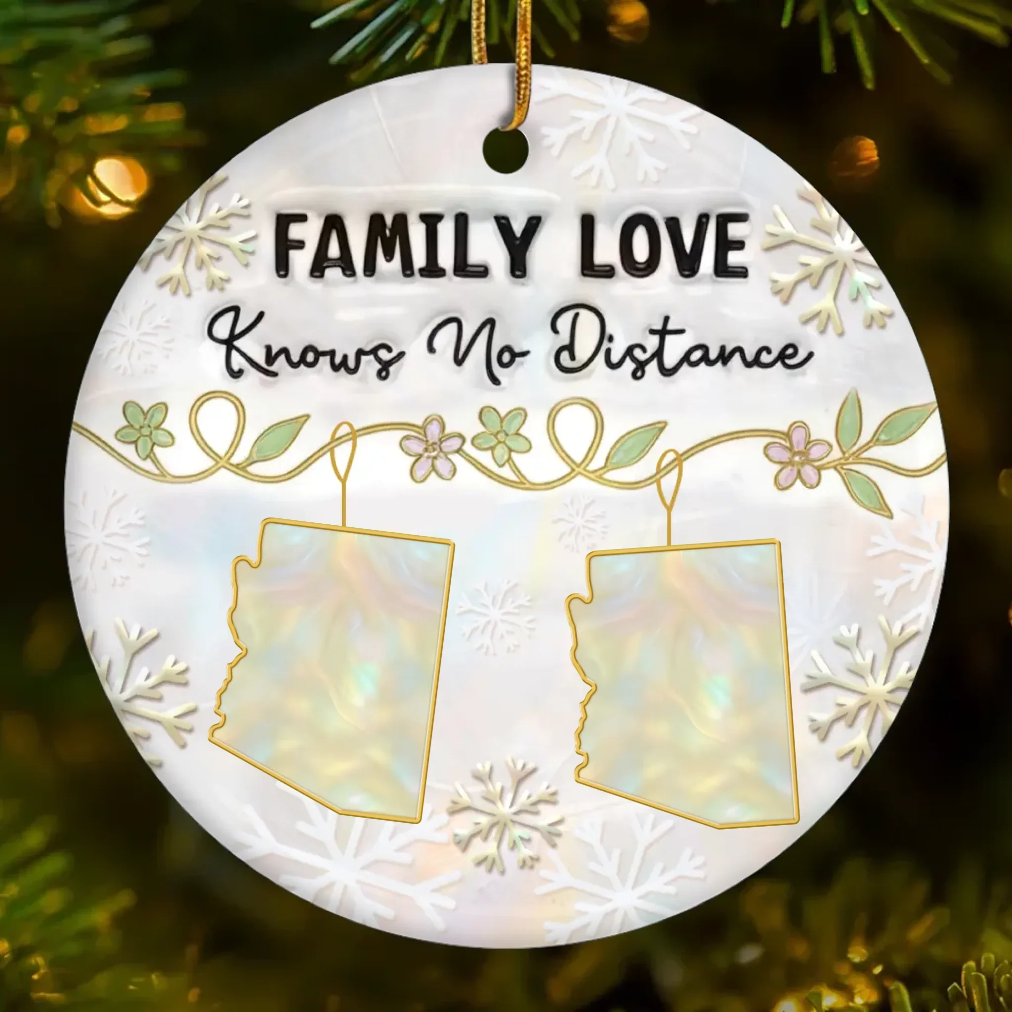 Custom Long Distance Ceramic Ornament - Personalized Christmas Birthday Gifts For Mom, Dad, Brother, Sister, Kids - Love Stays Close Across Miles - Robaser
