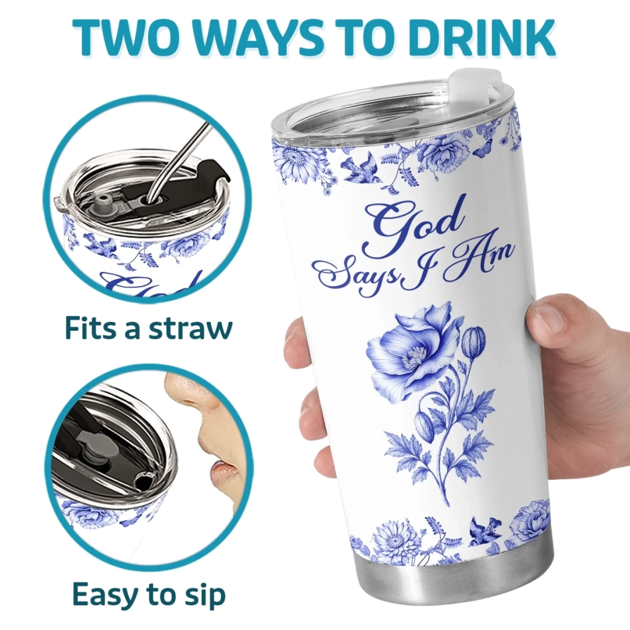 Custom Tumbler - Personalized Best Friend Birthday Gifts For Women, Besties, Sisters, BFF, Family, Yourself - God Says I Am - Robaser