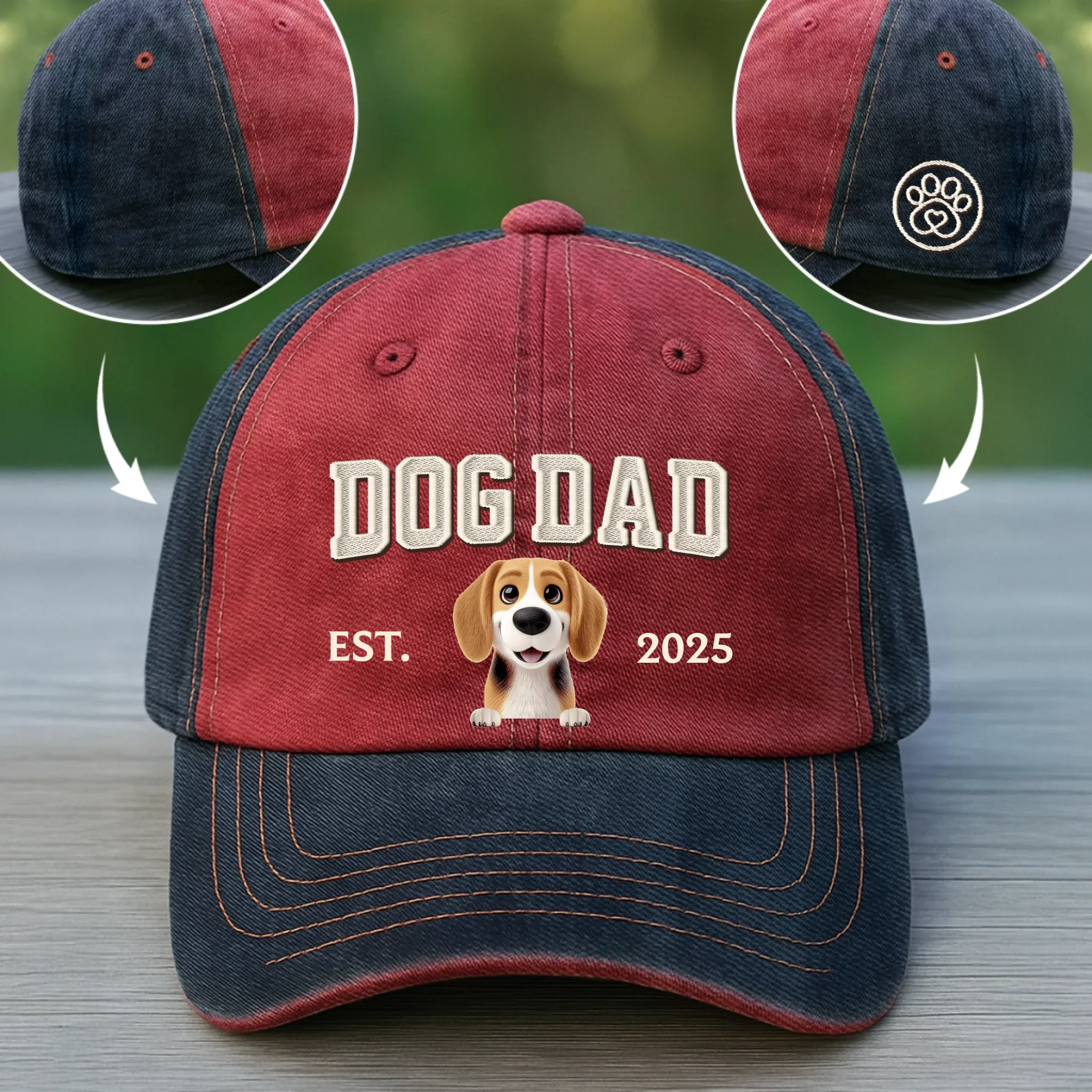 Custom Embroidered Effect Washed Denim Baseball Cap - Personalized Birthday Gifts For Dog Cat Lovers, Dog Dad And Mom, Cat Owners - Best Dog Mom Ever - Robaser