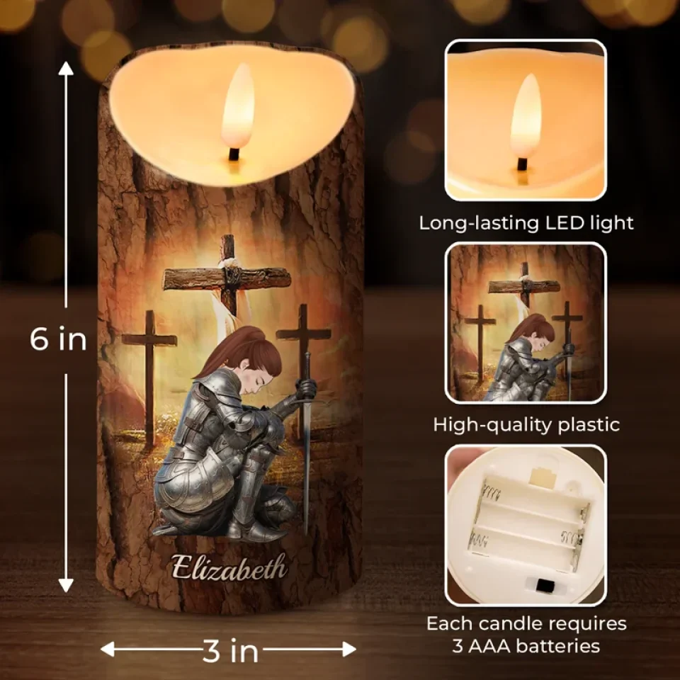 As A Warrior Of God And The Son Of The King, I Carry His Strength Within Me - Family Personalized Custom LED Candle - Christmas Gift For Yourself, Best Friends, Sisters, Family Members - Robaser