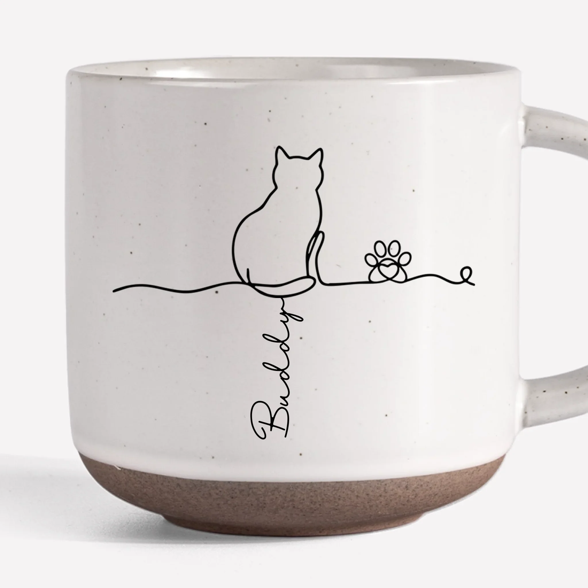 Custom Printed Pottery Mug - Personalized Pet Memorial Sympathy Gifts For Cats - Minimalist, Maximum Love - Robaser