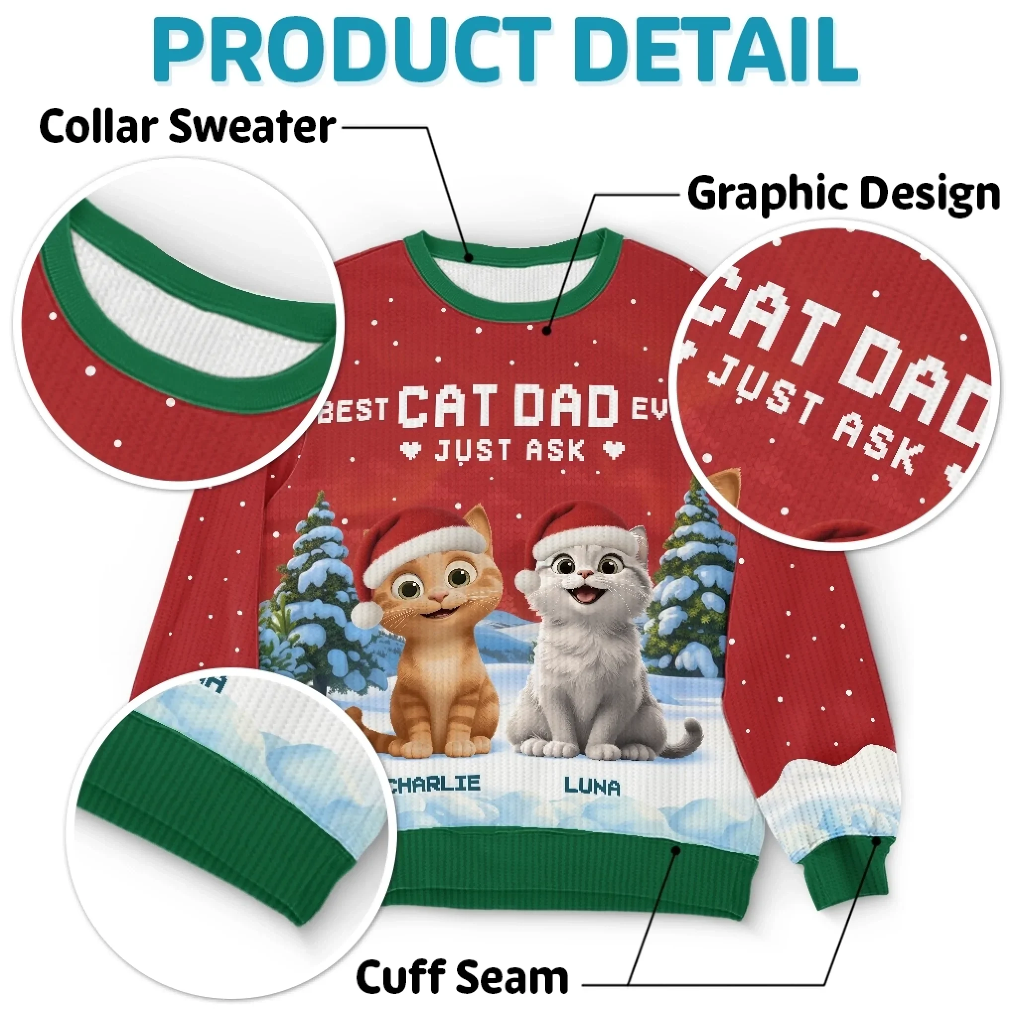 Custom Unisex Ugly Sweatshirt - Personalized  Christmas Birthday Gifts For Cat Lovers, Cat Mom And Dad - Ho Ho Hold My Catnip - Robaser