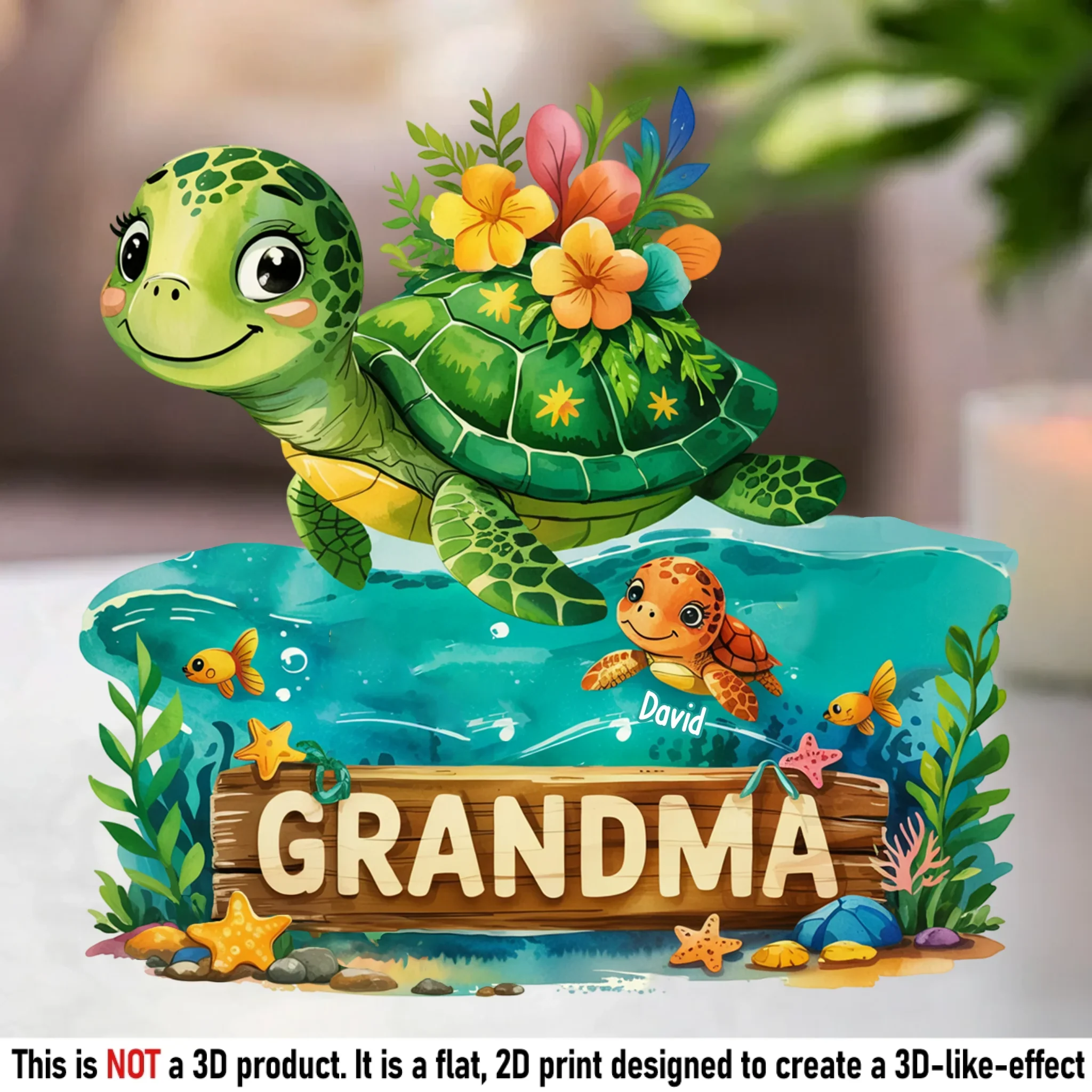 Swimming Through Life With Grandma  s Love - Family Personalized Custom Acrylic Plaque Custom Shape - Mother's Day, Gift For Mom, Grandma - Robaser