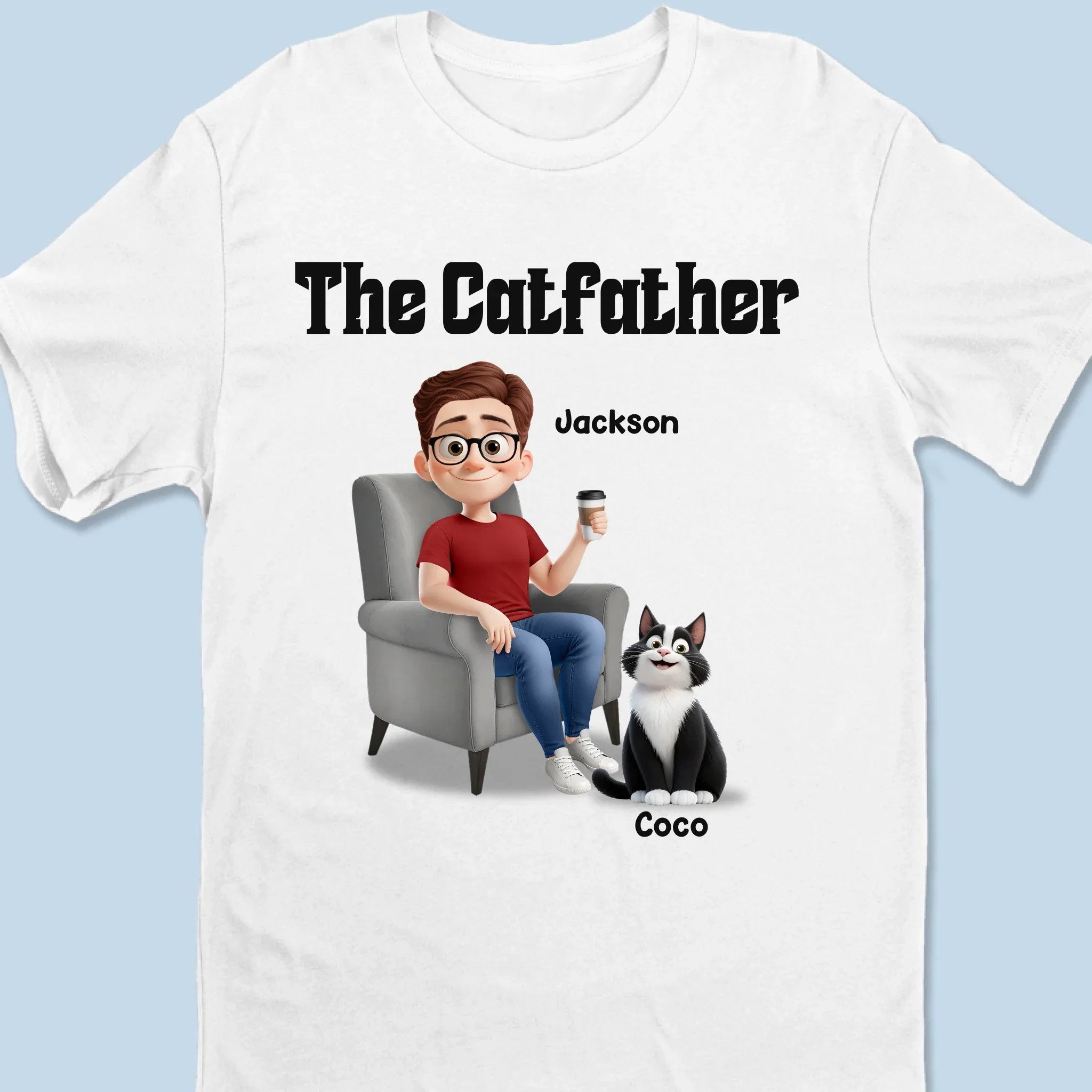 The Catfather - Cat Personalized Custom Unisex T-shirt, Premium T-shirt, Hoodie - Father's Day,  Gift For Dad, Pet Owners, Pet Lovers - Robaser