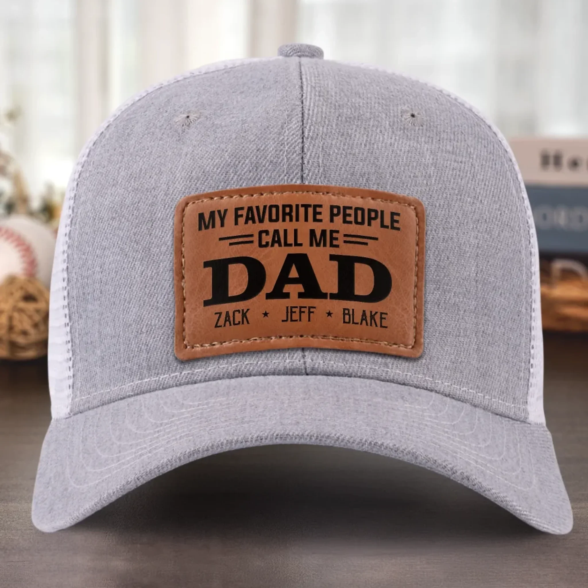 Blessed To Be Called Dad - Family Personalized Custom Leather Patch Hat - Father's Day, Gift For Dad, Grandpa - Robaser