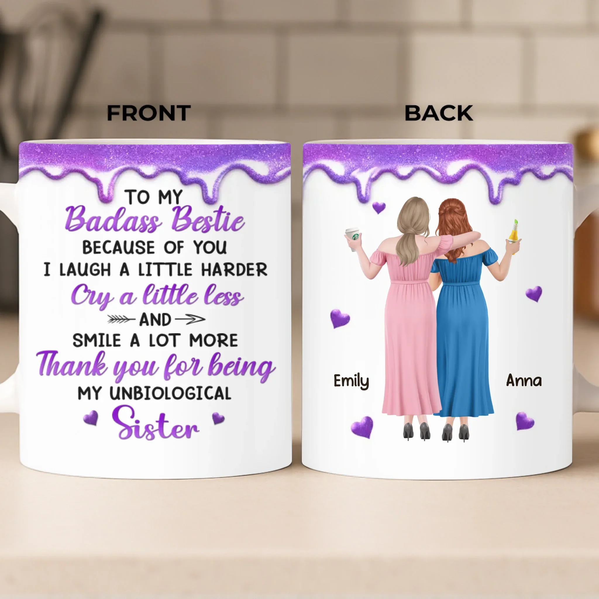 Custom Mug - Personalized Best Friend Birthday Gifts For Women, Besties, Sisters, BFF - Besties Making Life Shine Brighter - Robaser