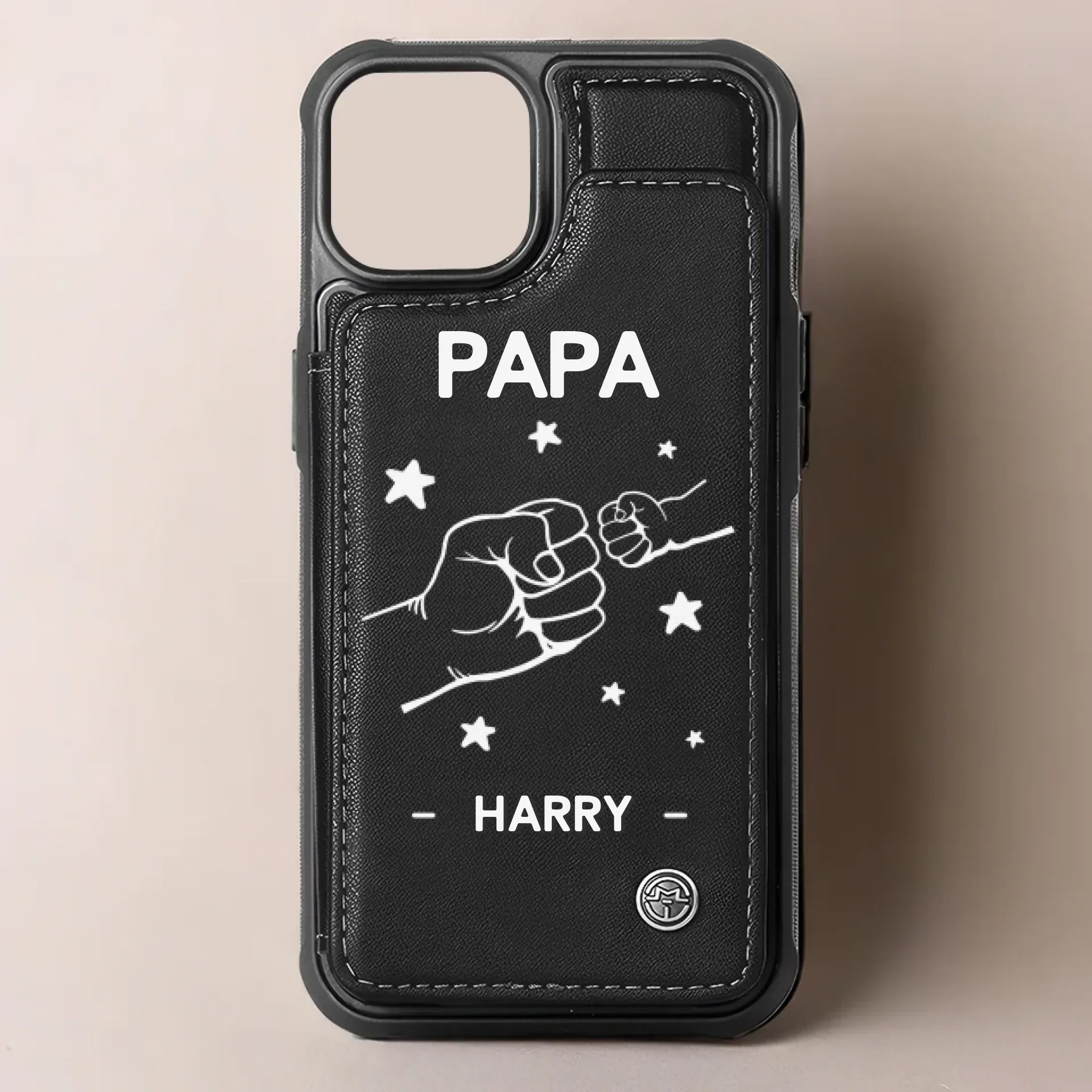 Dad Life Powered By Love - Family Personalized Custom Leather Flip Wallet Phone Case - Father's Day, Gift For Dad, Grandpa - Robaser