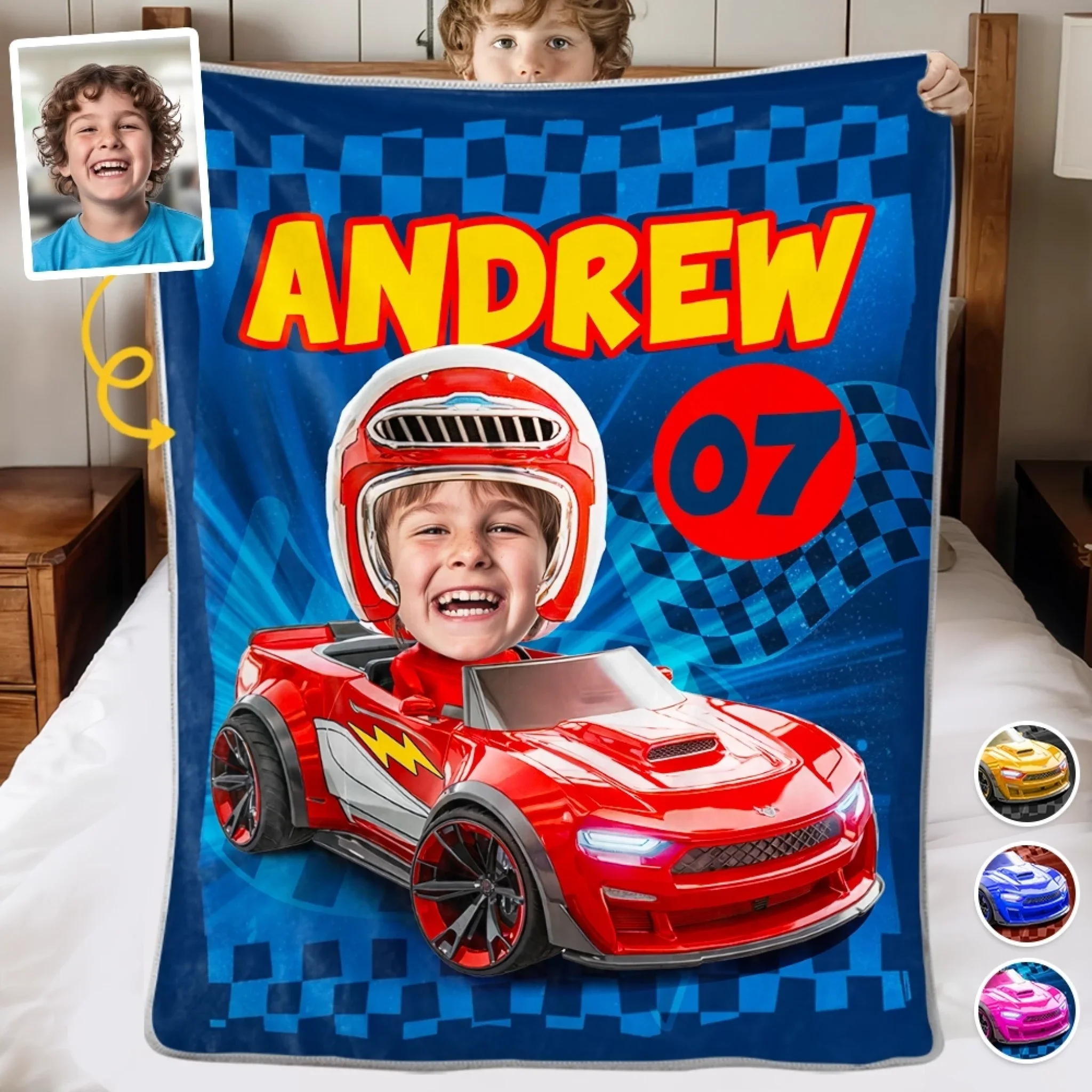Custom Photo Blanket - Personalized Birthday Gifts For Kids - Racing My Own Way - Robaser