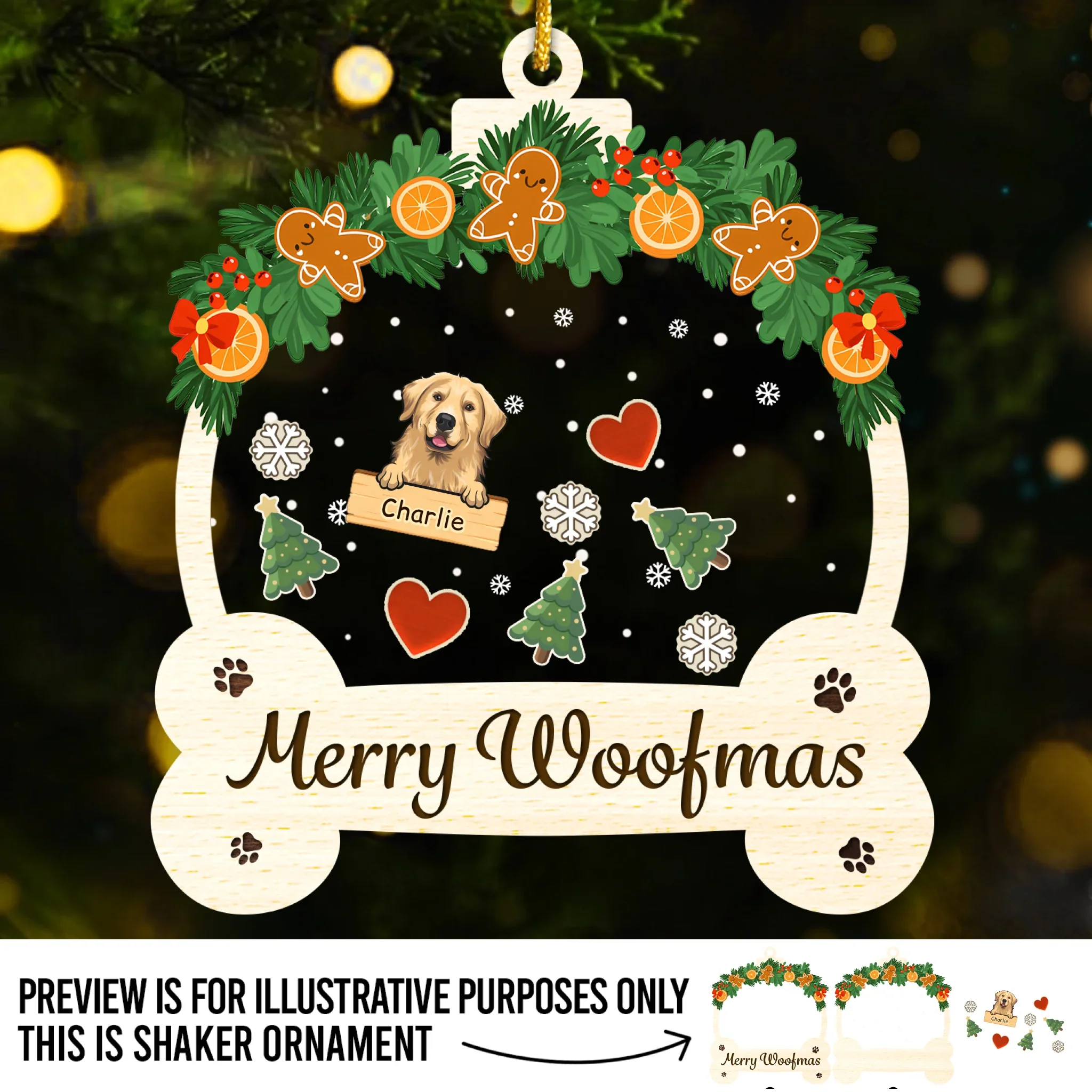 Custom 3 Layers Shaker Ornament - Personalized  Christmas Birthday Gifts For Dog Lovers, Dog Dad And Mom - Woofing You A Merry Holiday - Robaser
