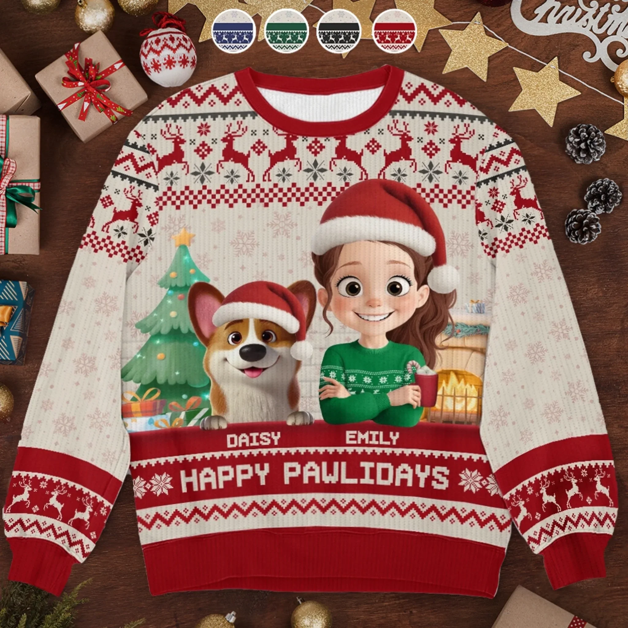 Custom Unisex Ugly Sweatshirt - Personalized  Christmas Birthday Gifts For Dog Lovers, Dog Dad And Mom - Santa Paws Is Coming To Town - Robaser