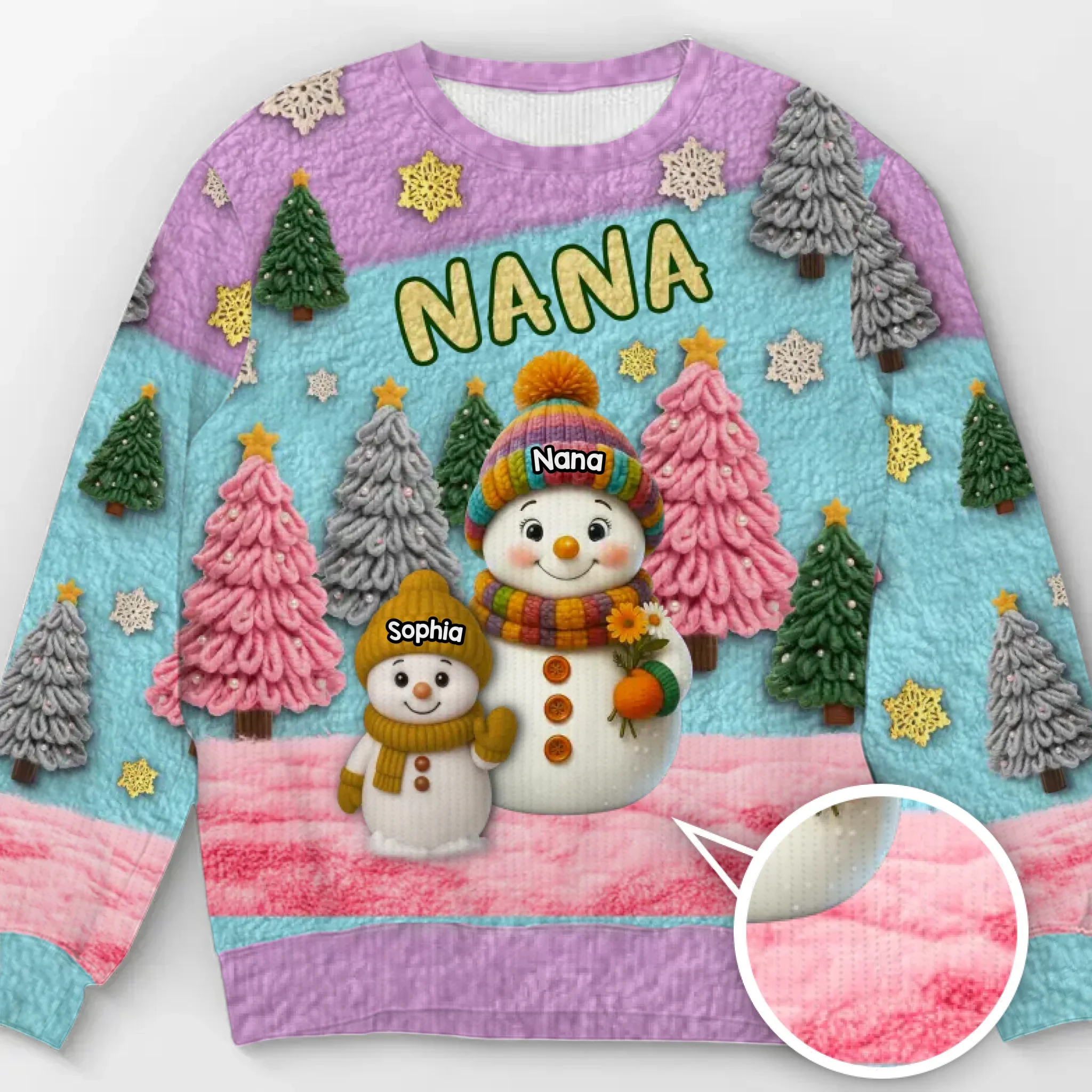 Custom Snowman Unisex Ugly Sweatshirt - Personalized Christmas Birthday Gifts For Mom, Grandma - Grandma And Kids Growing Joy - Robaser