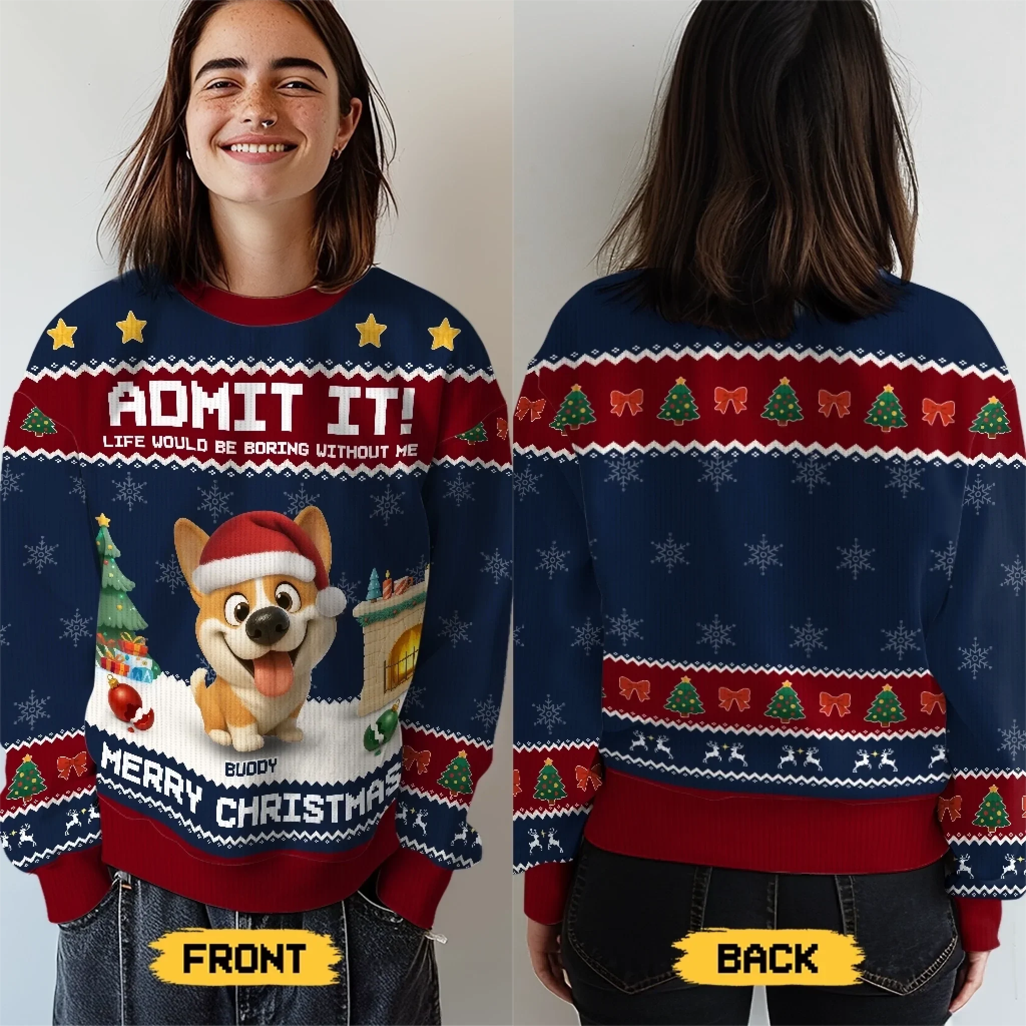 Custom Unisex Ugly Sweatshirt - Personalized  Christmas Birthday Gifts For Dog Lovers, Dog Dad And Mom - Life  s Ruff Without Me - Robaser