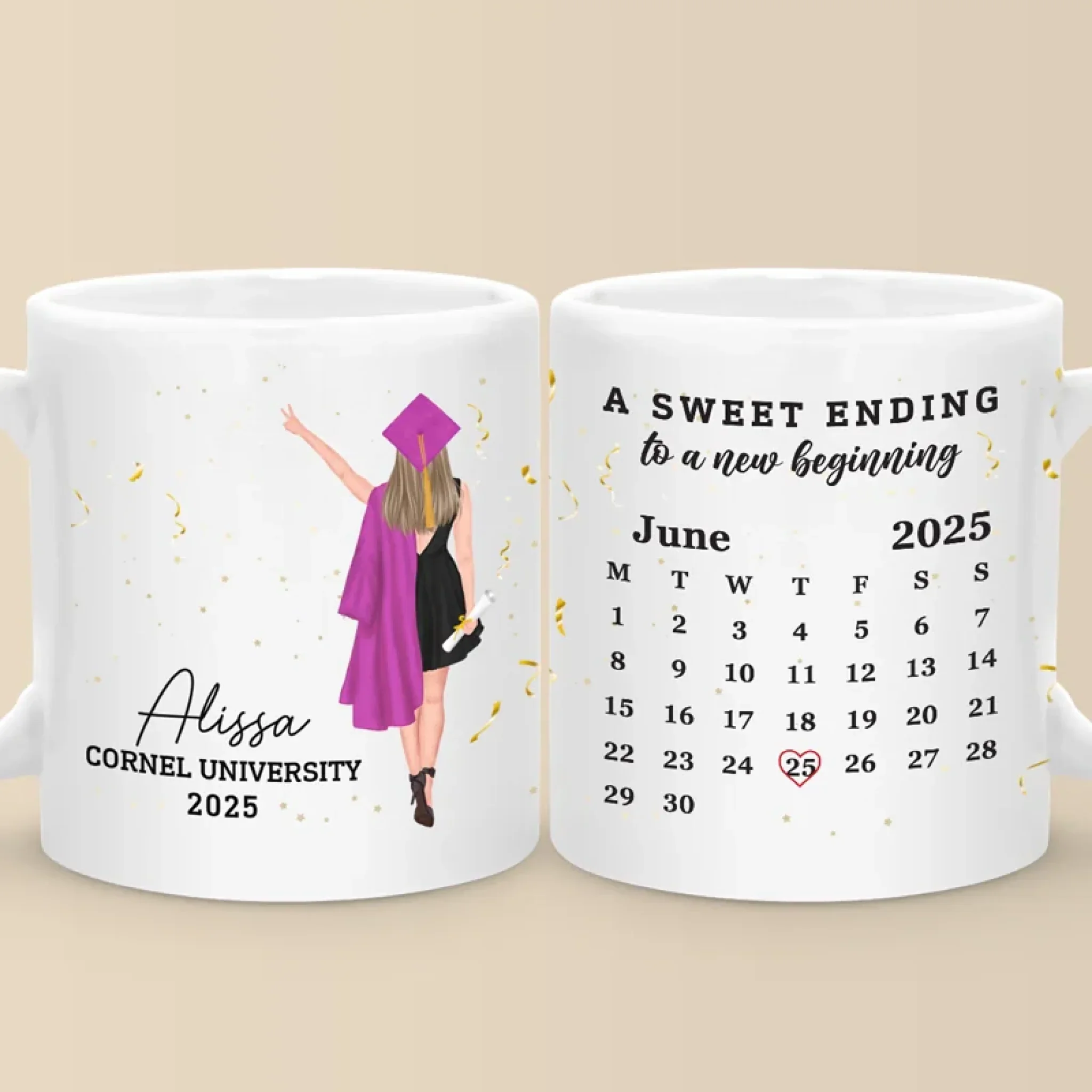 A Sweet Ending To A New Beginning - Family Personalized Custom Mug - Graduation Gift For Family Members, Siblings, Brothers, Sisters - Robaser
