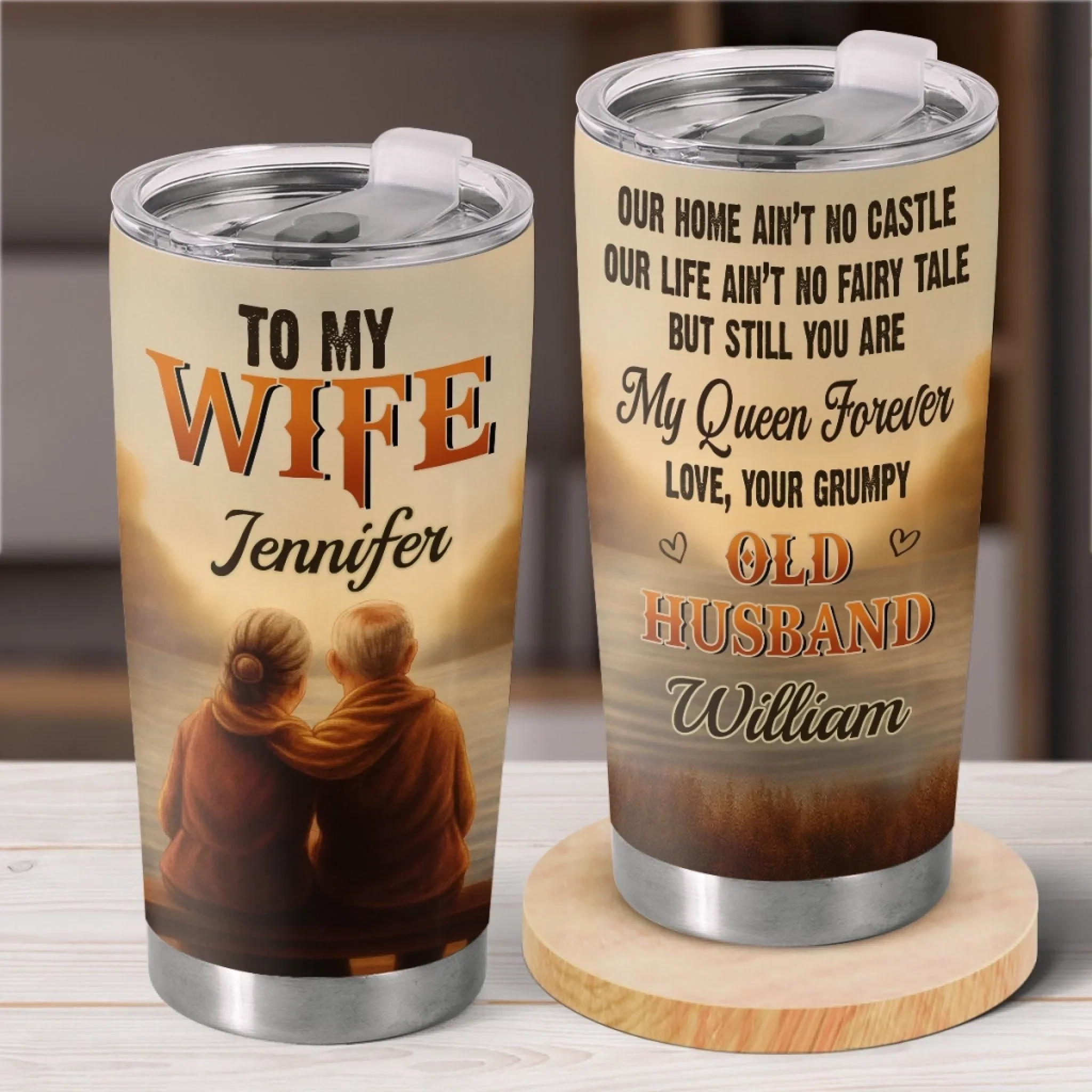 Custom Tumbler - Personalized Anniversary Wedding Gifts For Husband And Wife, Him And Her - Soulmates Forever - Robaser