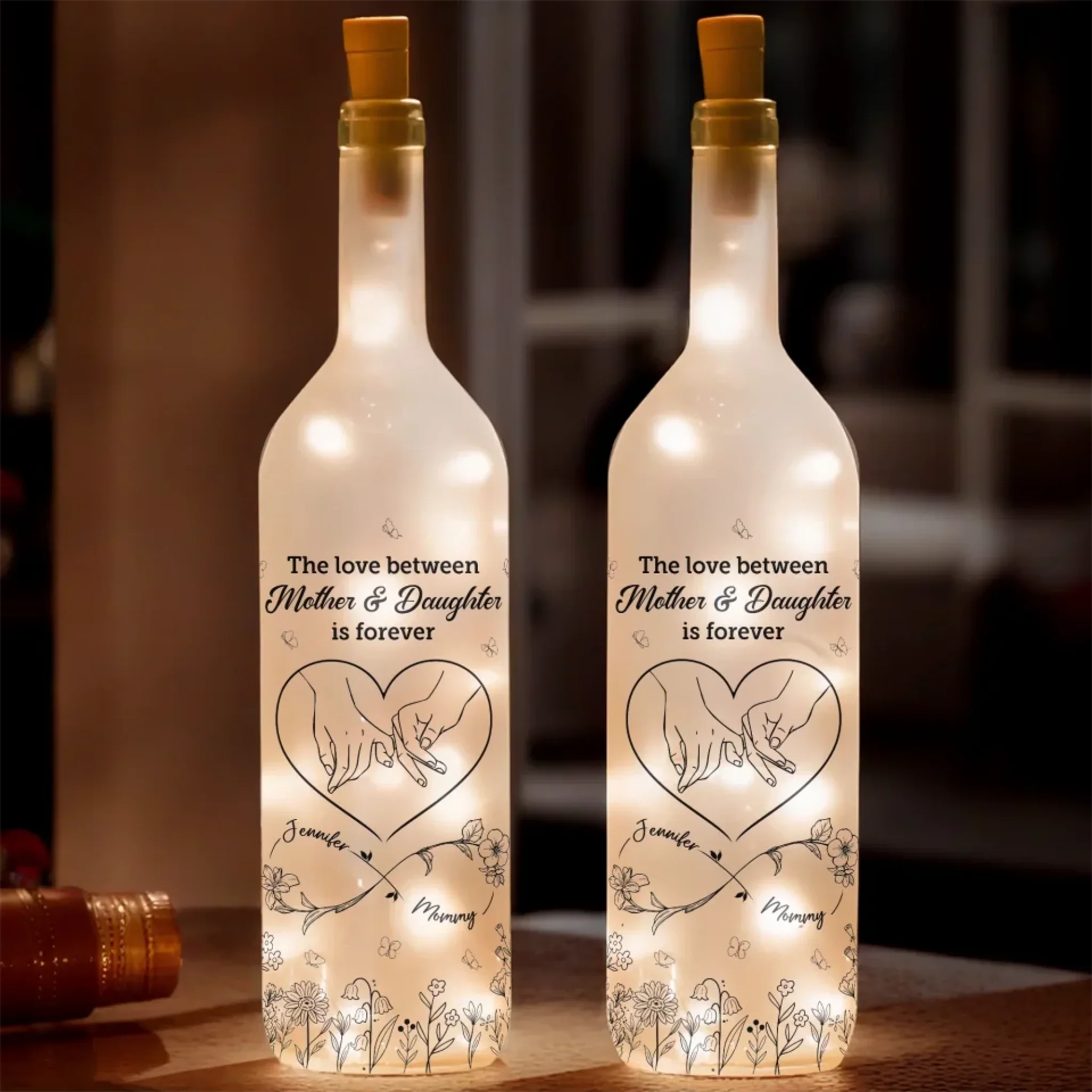 First My Mother, Forever My Friend - Family Personalized Custom Bottle Lamp - New Arrival, Mother's Day, Gift For Mom, Daughter AMZ - Robaser