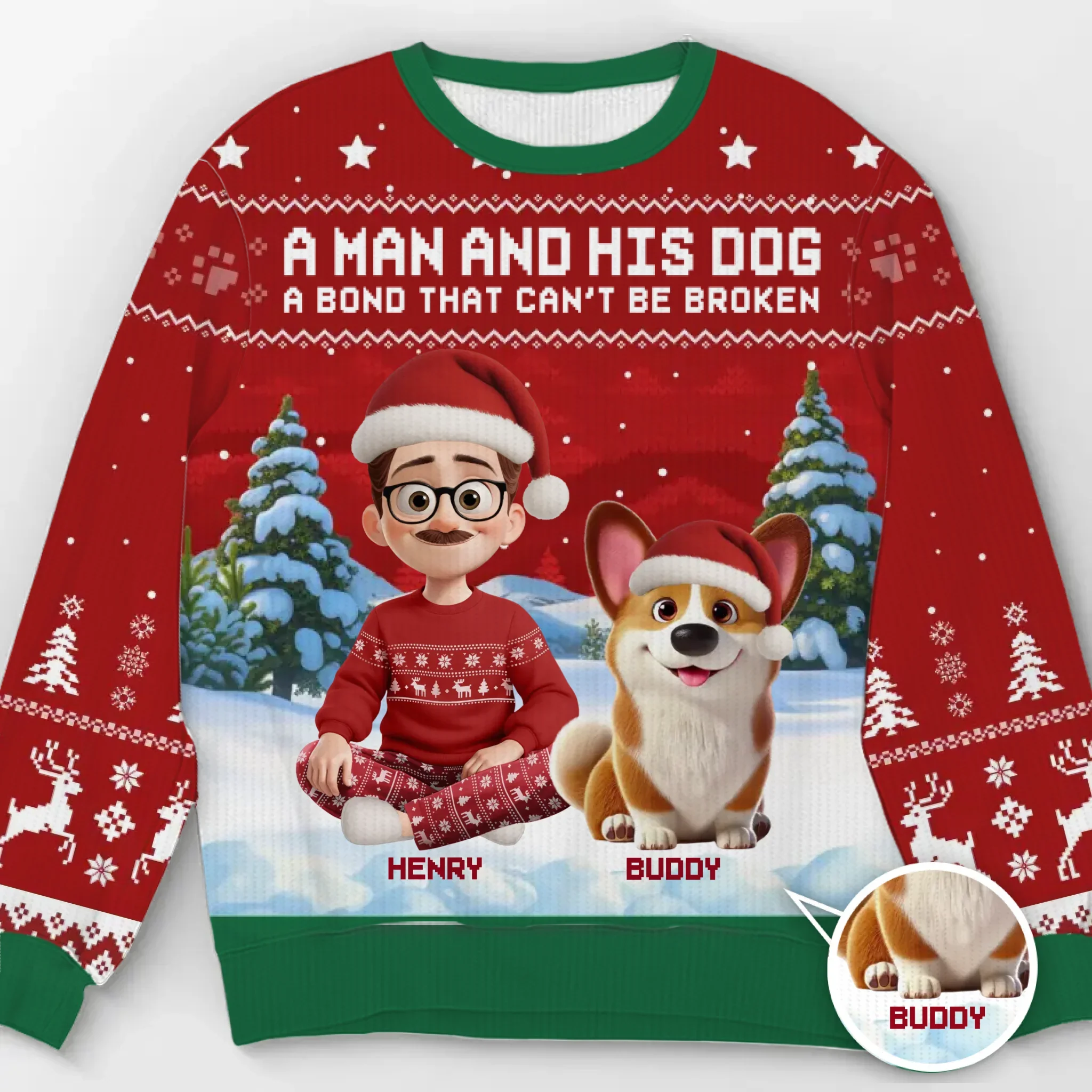 Custom Unisex Ugly Sweatshirt - Personalized  Christmas Birthday Gifts For Dog Lovers, Dog Dad And Mom - Festive Fur Baby Love - Robaser