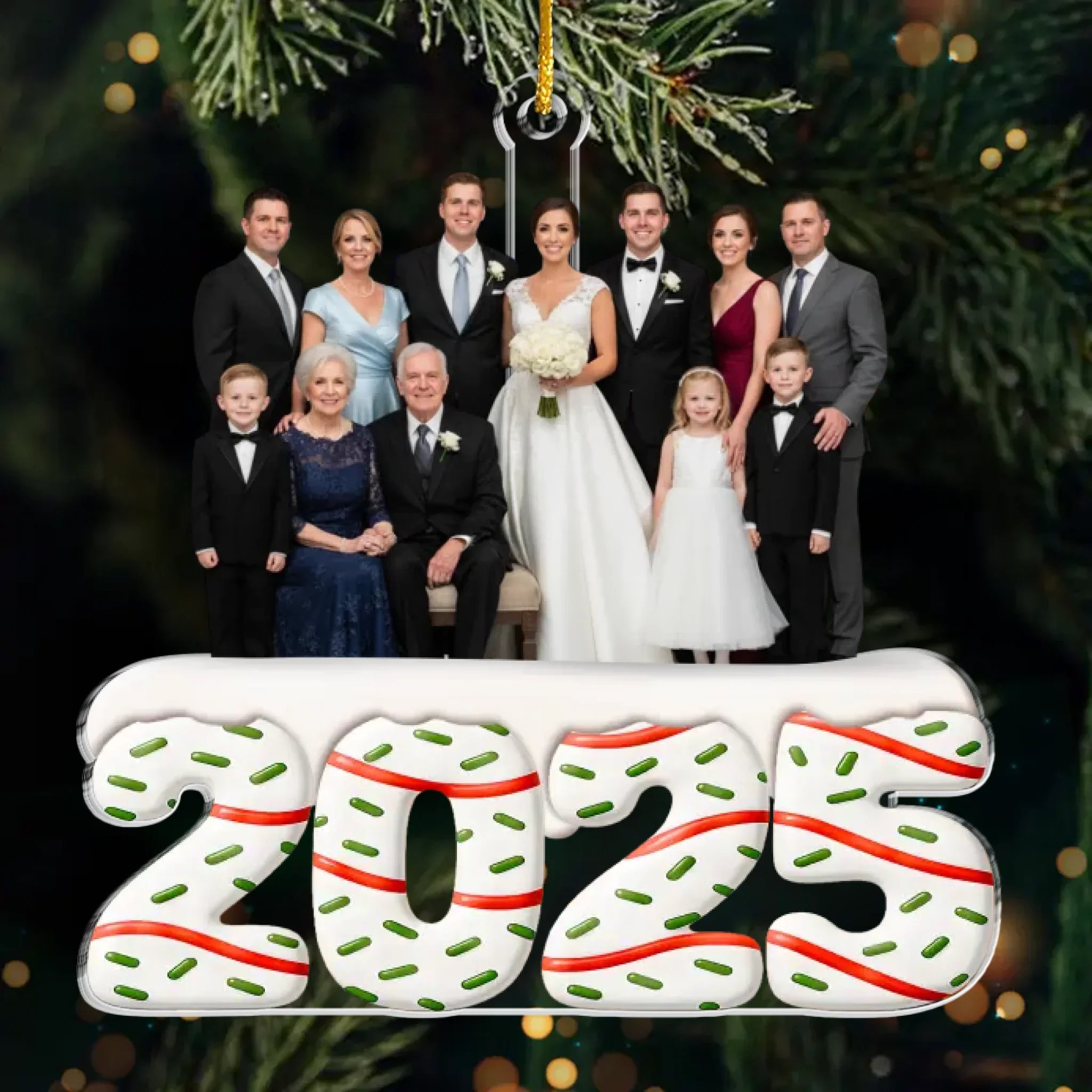 Custom Photo Acrylic Ornament - Personalized Anniversary Christmas Wedding Gifts For Husband And Wife, Him And Her, Family - Our Family Wedding - Robaser