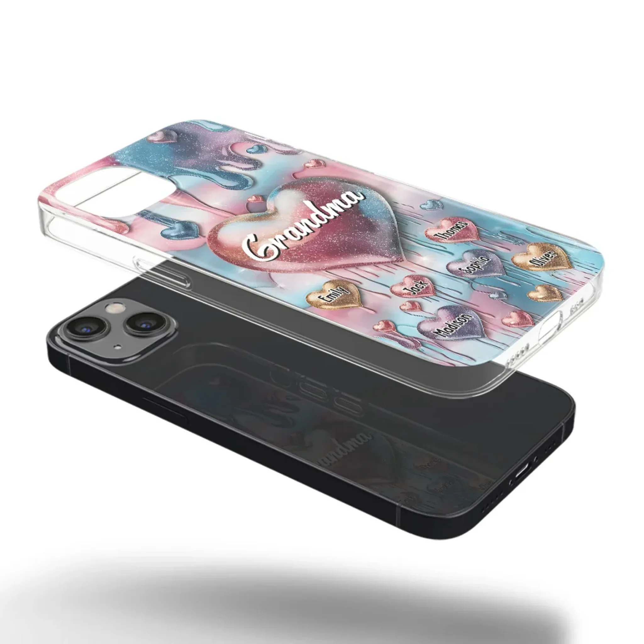 Forever In Grandmother's Heart - Family Personalized Custom 3D Inflated Effect Printed Clear Phone Case - Gift For Mom, Grandma - Robaser