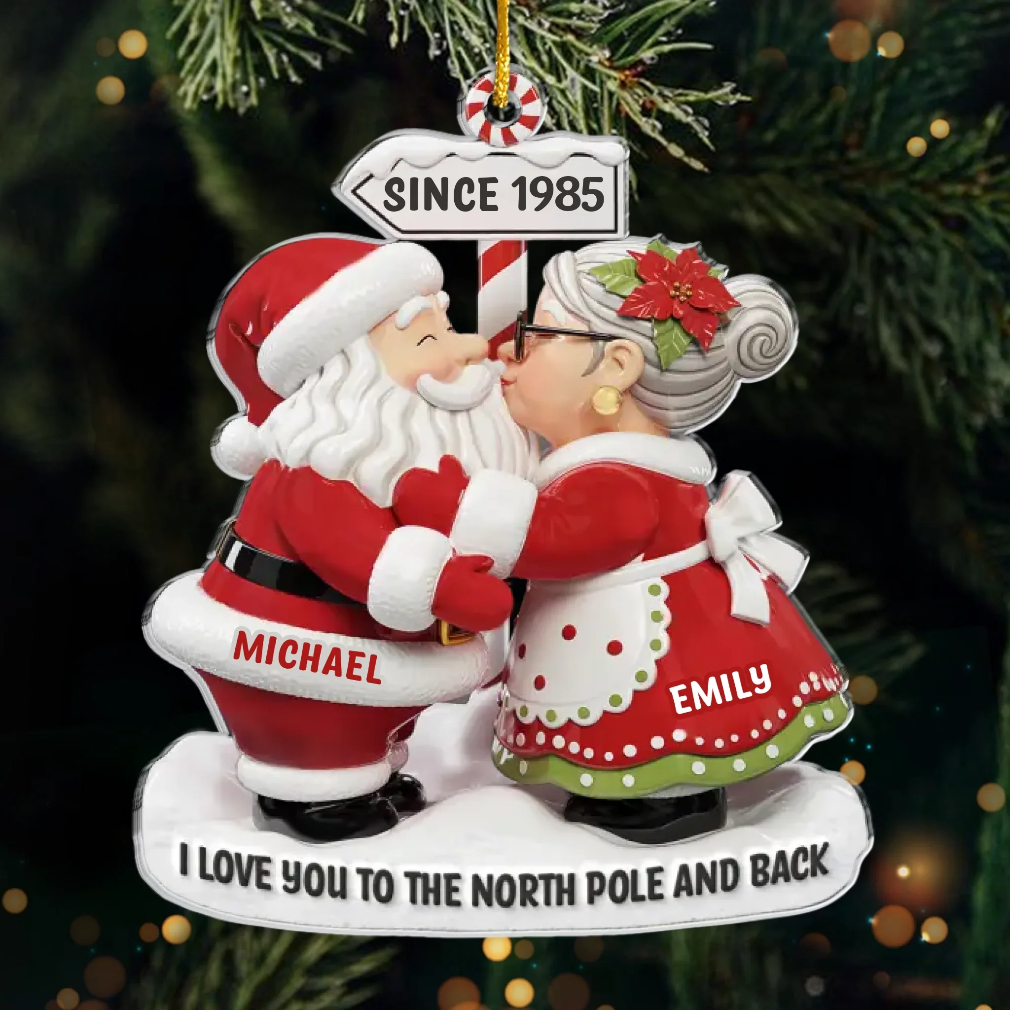 Custom Santa Acrylic Ornament - Personalized Anniversary Christmas Wedding Gifts For Husband And Wife, Him And Her - The Claus Couple Goals - Robaser