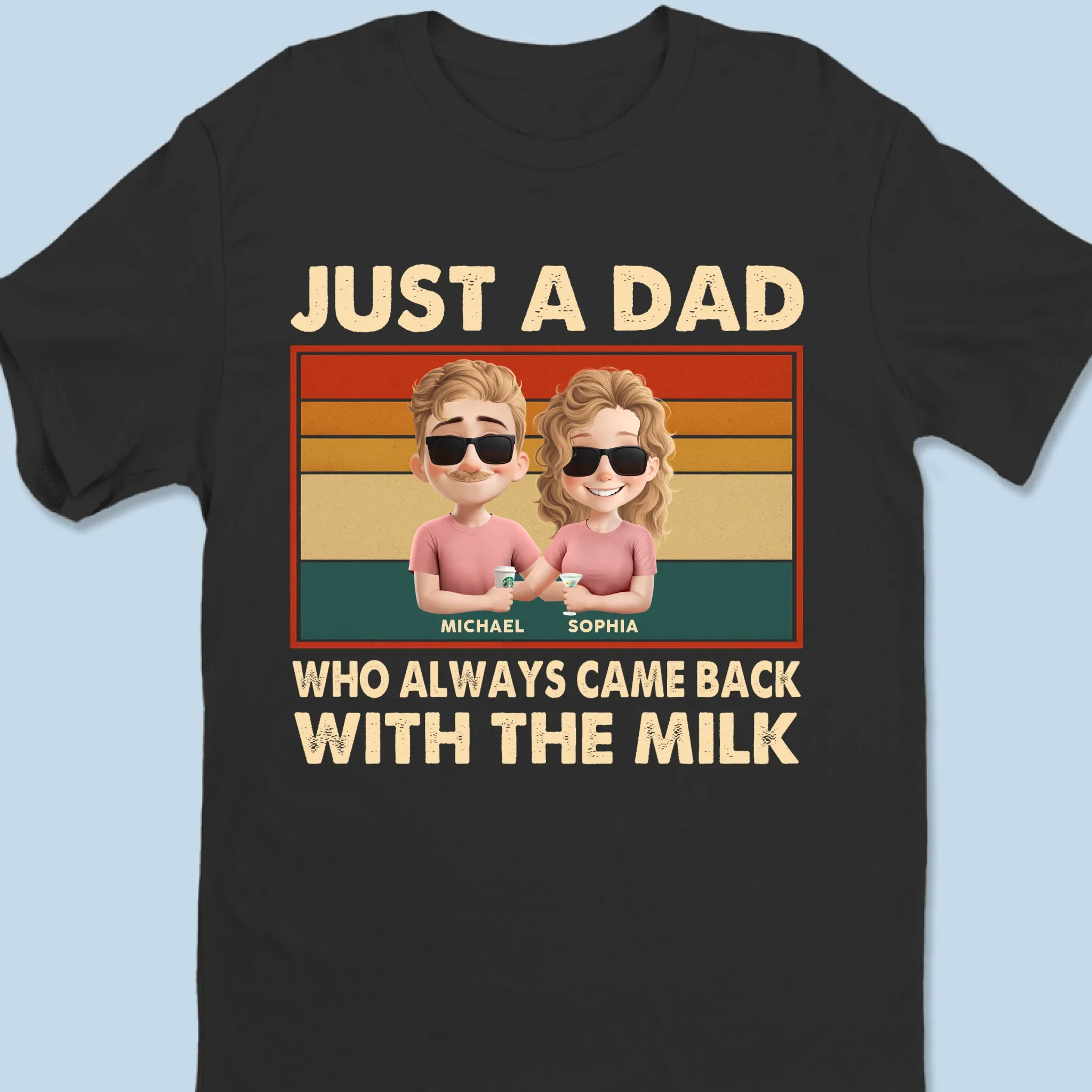 Just A Dad Who Always Came Back With The Milk - Family Personalized Custom Unisex T-shirt, Premium T-shirt, Hoodie - Father's Day, Gift For Dad, Grandpa - Robaser