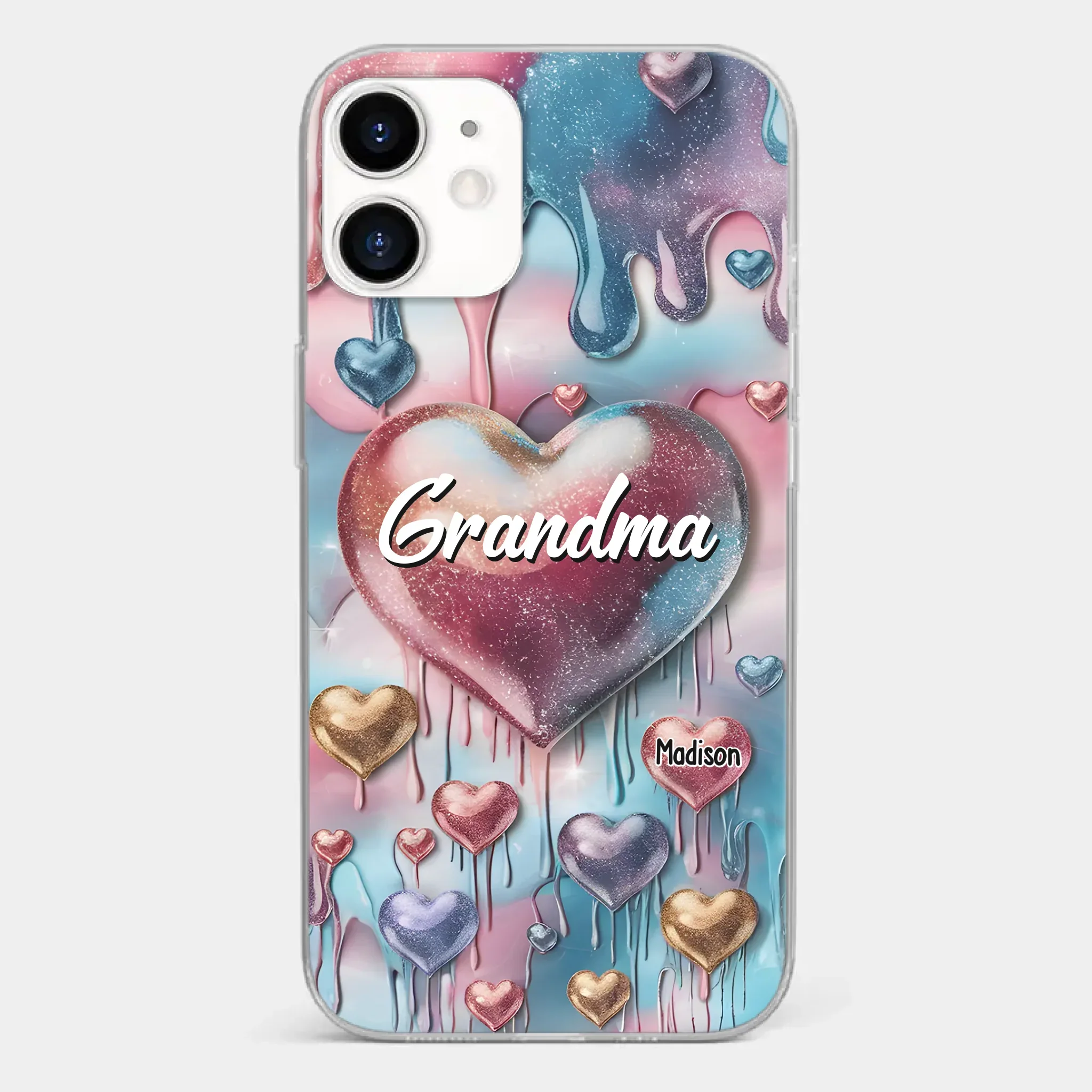 Forever In Grandmother's Heart - Family Personalized Custom 3D Inflated Effect Printed Clear Phone Case - Gift For Mom, Grandma - Robaser
