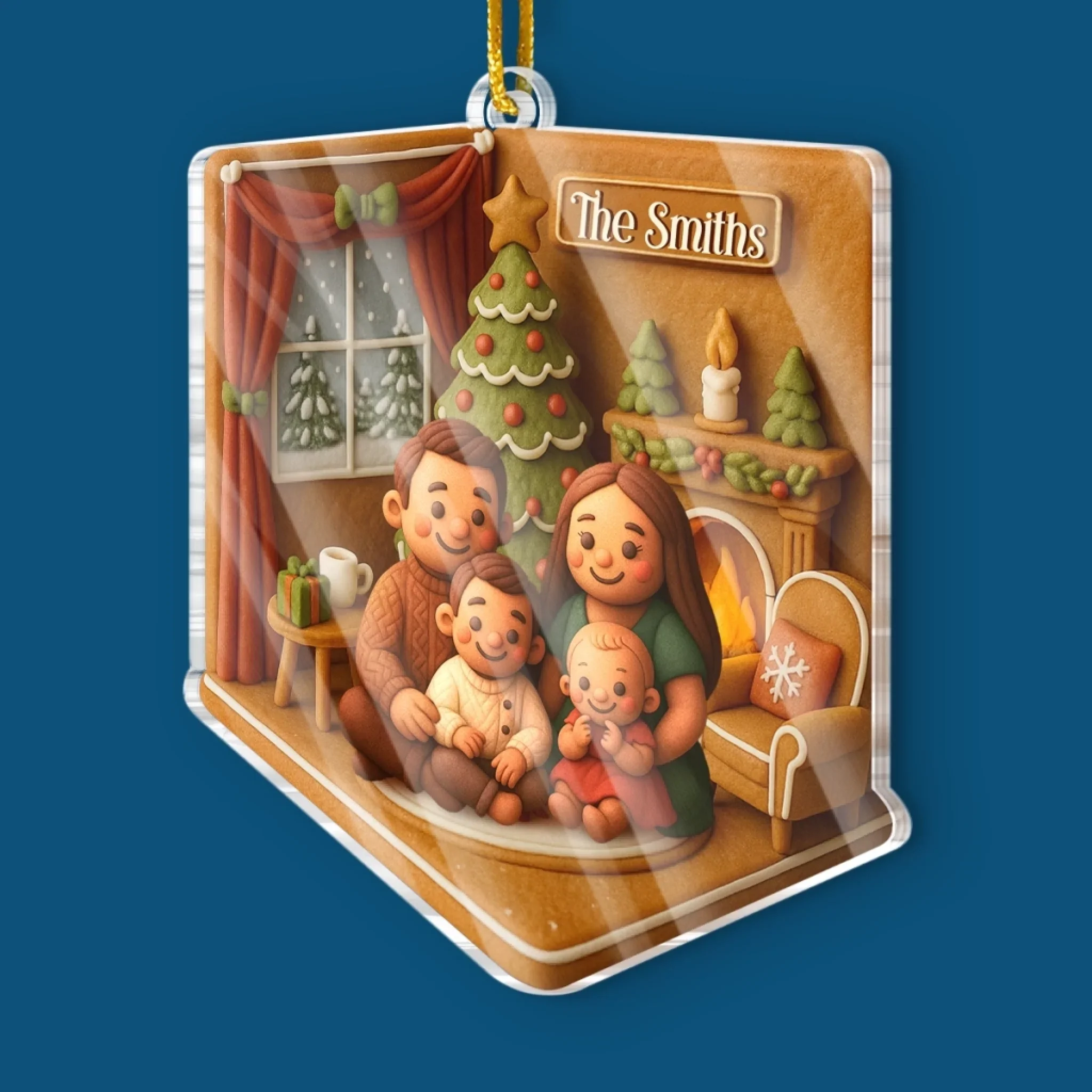 Custom Photo Acrylic Ornament - Personalized Christmas Birthday Gifts For Mom, Dad, Kids - Winter Magic With Family - Robaser