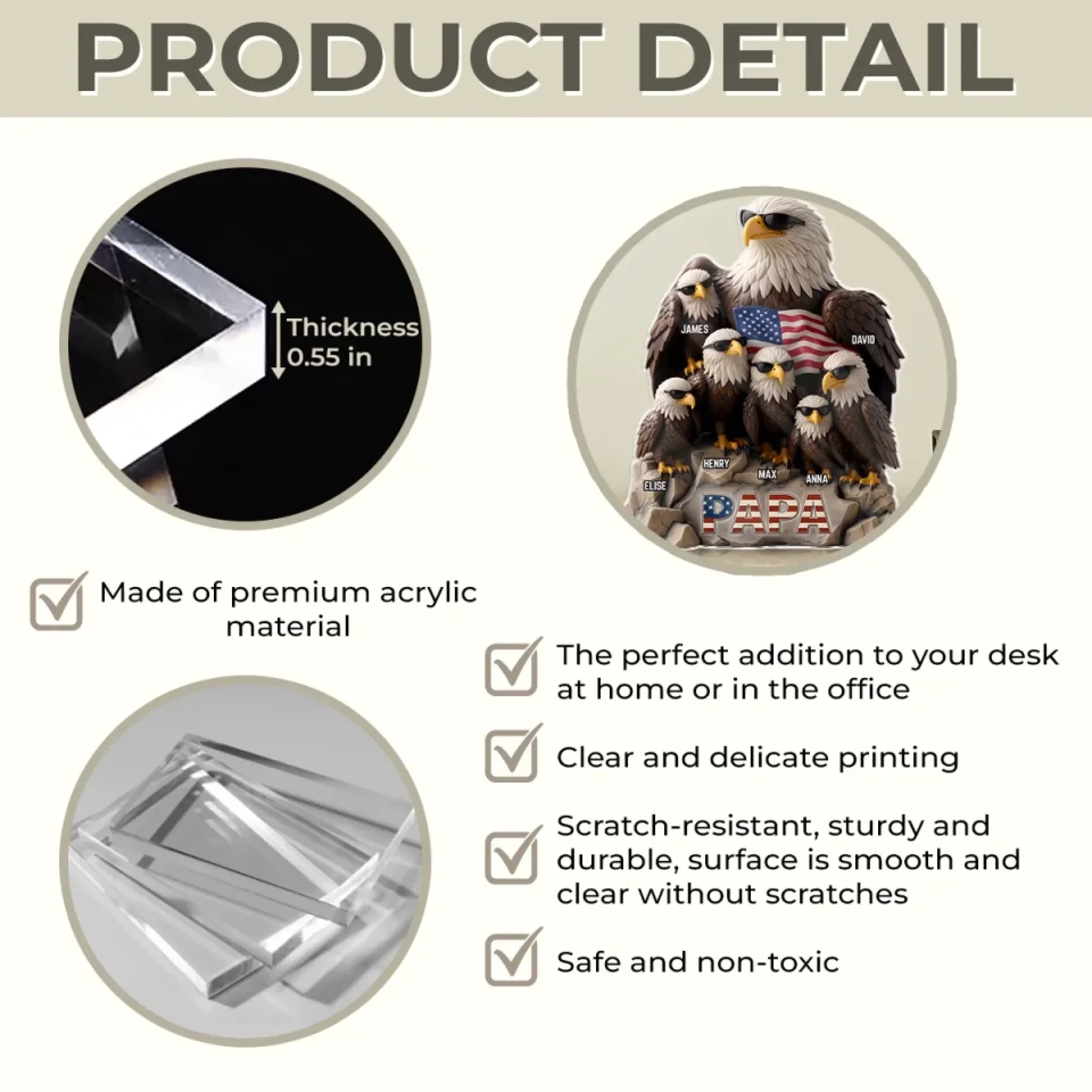 Be Cool And Spead Your Wings - Family Personalized Custom Acrylic Plaque Custom Shape - Father's Day, Gift For Dad, Grandpa - Robaser