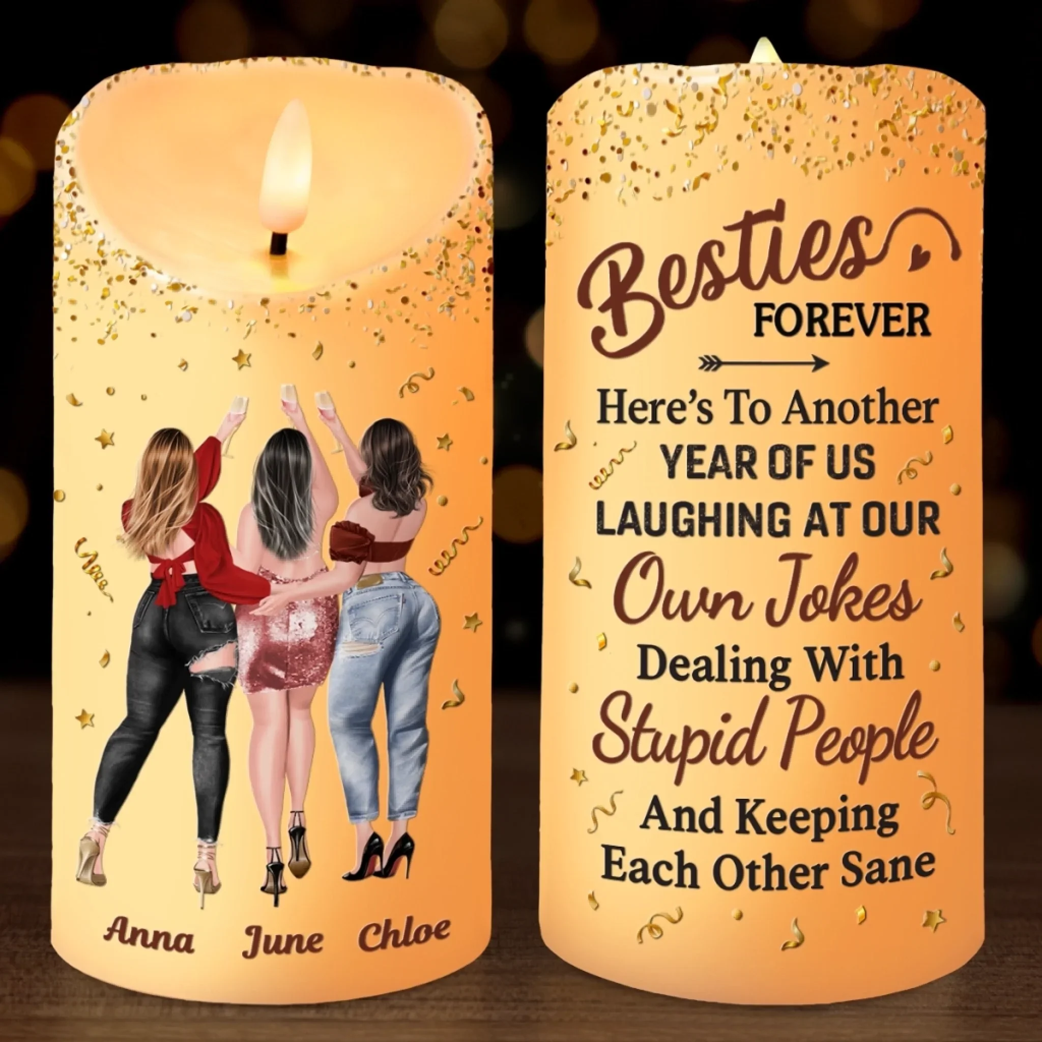 Custom LED Candle - Personalized Best Friend Birthday Gifts For Women, Besties, Sisters, BFF - Every Glow Tells Our Story - Robaser