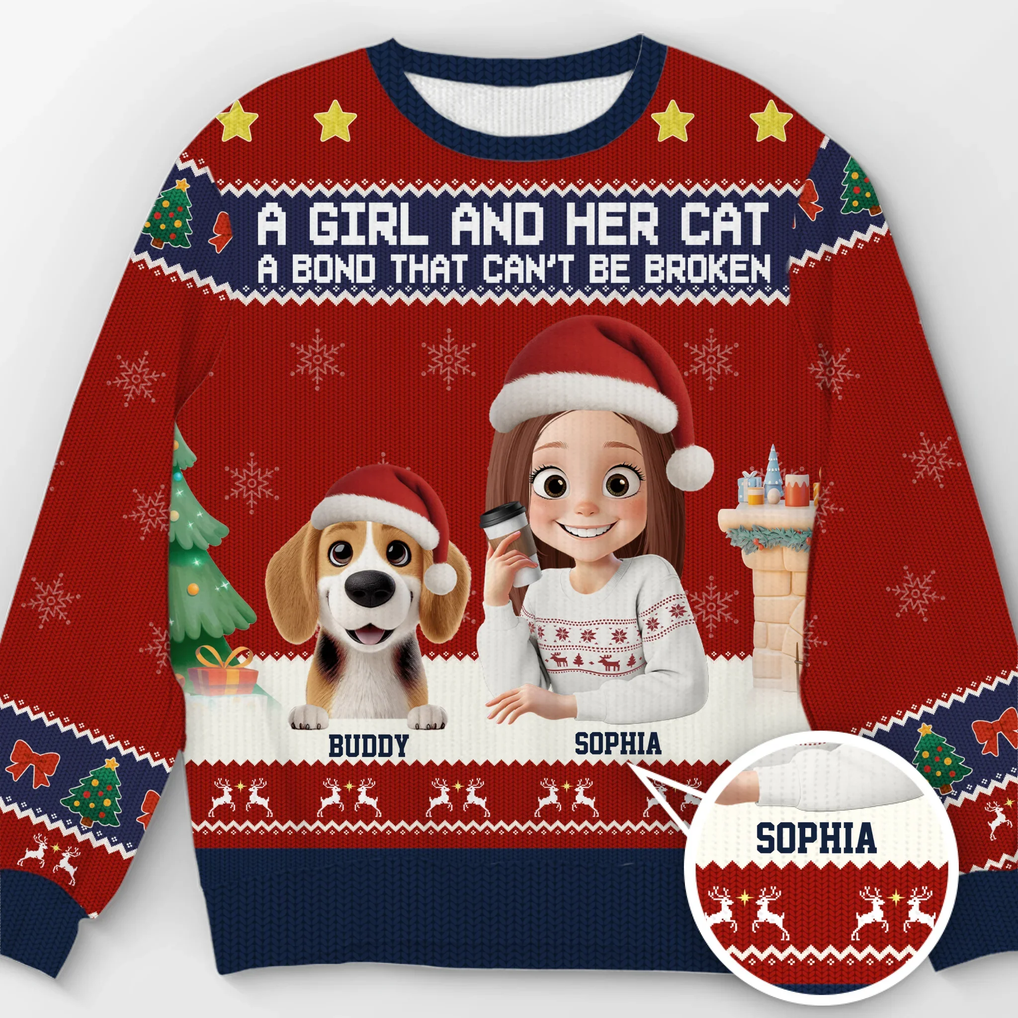 Custom Unisex Ugly Sweatshirt - Personalized  Christmas Birthday Gifts For Dog Cat Lovers, Dog Dad And Mom, Cat Owners - Santa Claws Is Coming - Robaser
