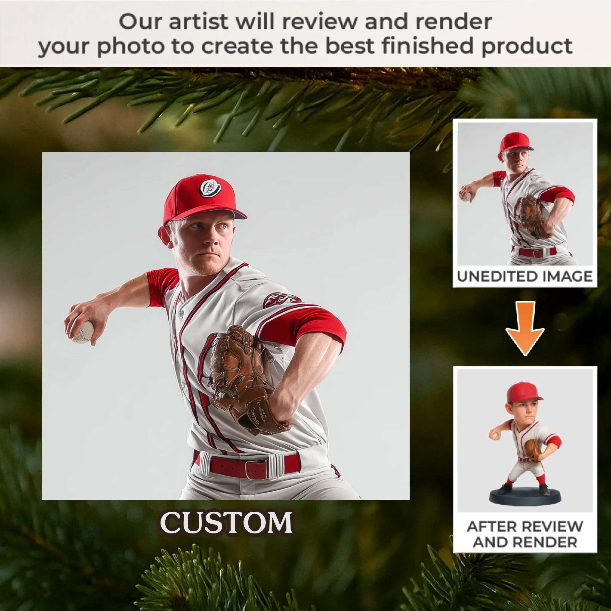 Custom Photo Acrylic Ornament - Personalized Christmas Birthday Sport Gifts For Sports Lovers - Born To Pitch, Built To Win - Robaser