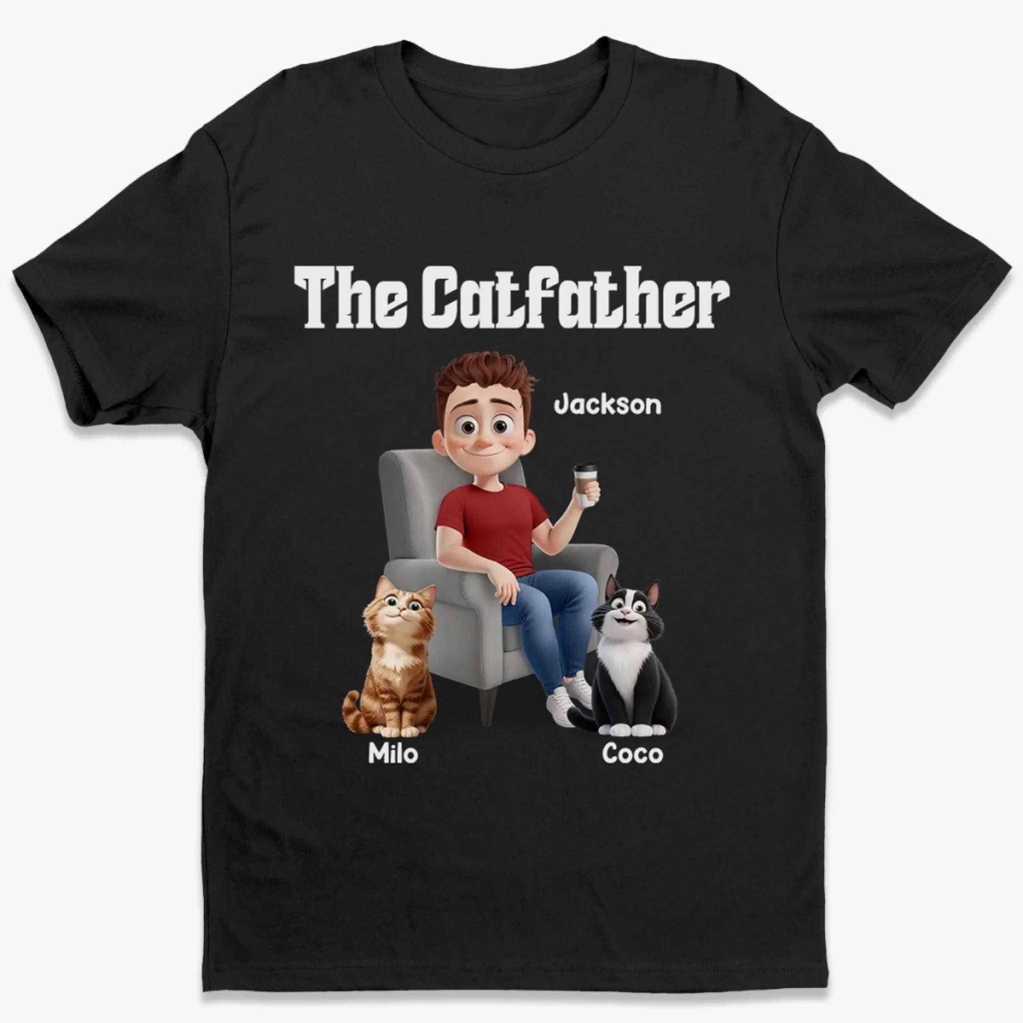 The Catfather - Cat Personalized Custom Unisex T-shirt, Premium T-shirt, Hoodie - Father's Day,  Gift For Dad, Pet Owners, Pet Lovers - Robaser