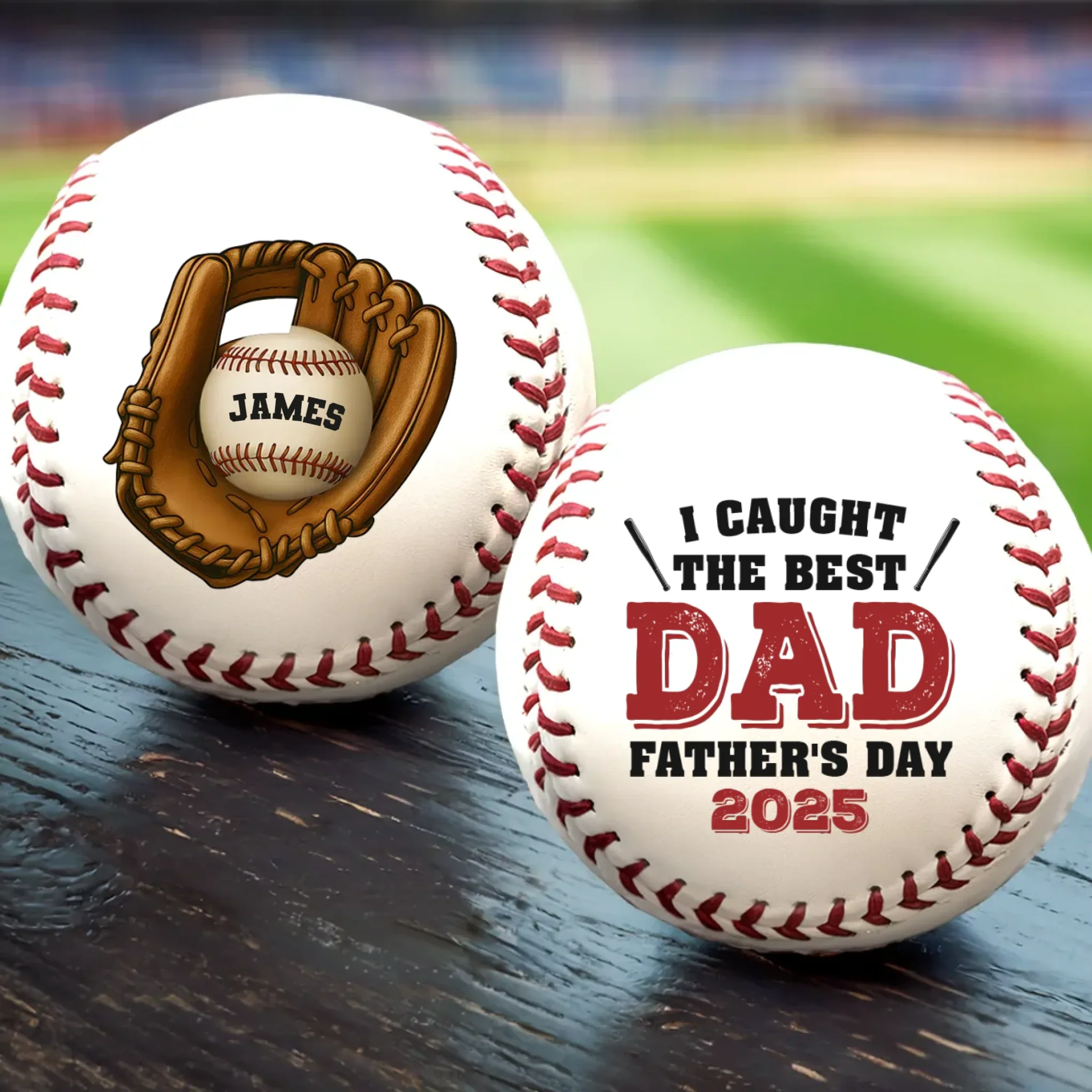 We Caught The Best Dad - Family Personalized Custom Leather Baseball - Father's Day, Gift For Dad, Sport Lovers, Sport Players - Robaser