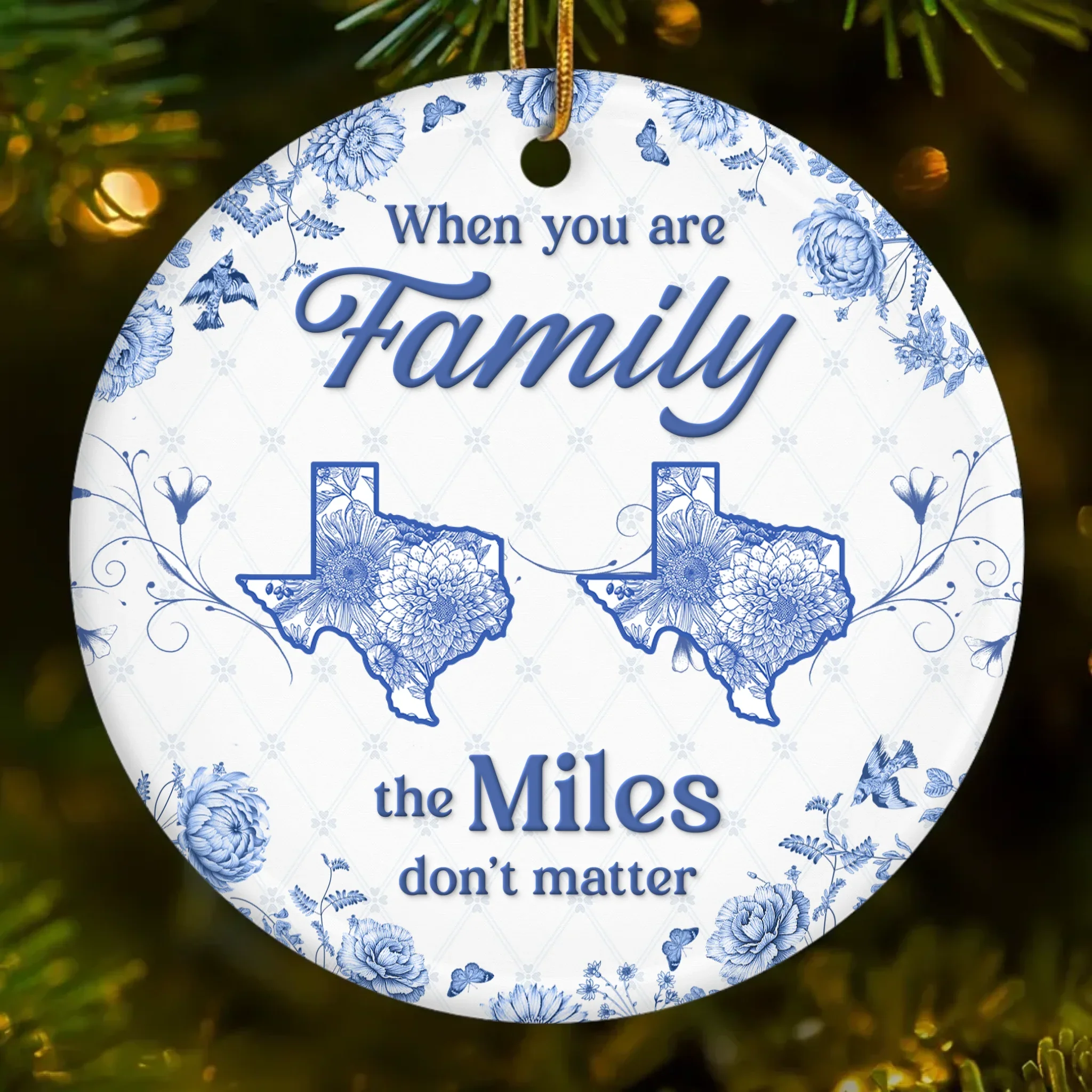 Custom Long Distance Ceramic Ornament - Personalized Christmas Birthday Gifts For Mom, Dad, Kids - No Map Can Measure Love - Robaser