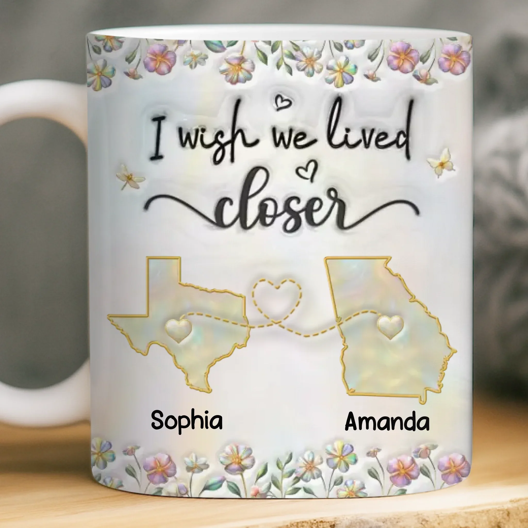 Custom Long Distance Mug - Personalized Best Friend Birthday Gifts For Women, Besties, Sisters, BFF - Distance Means So Little - Robaser