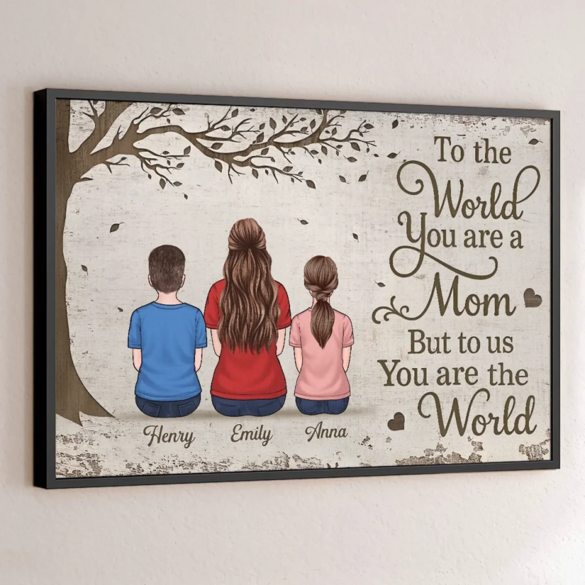 To The World You Are A Mom, But To Us You Are The World - Family Personalized Custom Horizontal Poster - Mother's Day, Gift For Mom - Robaser