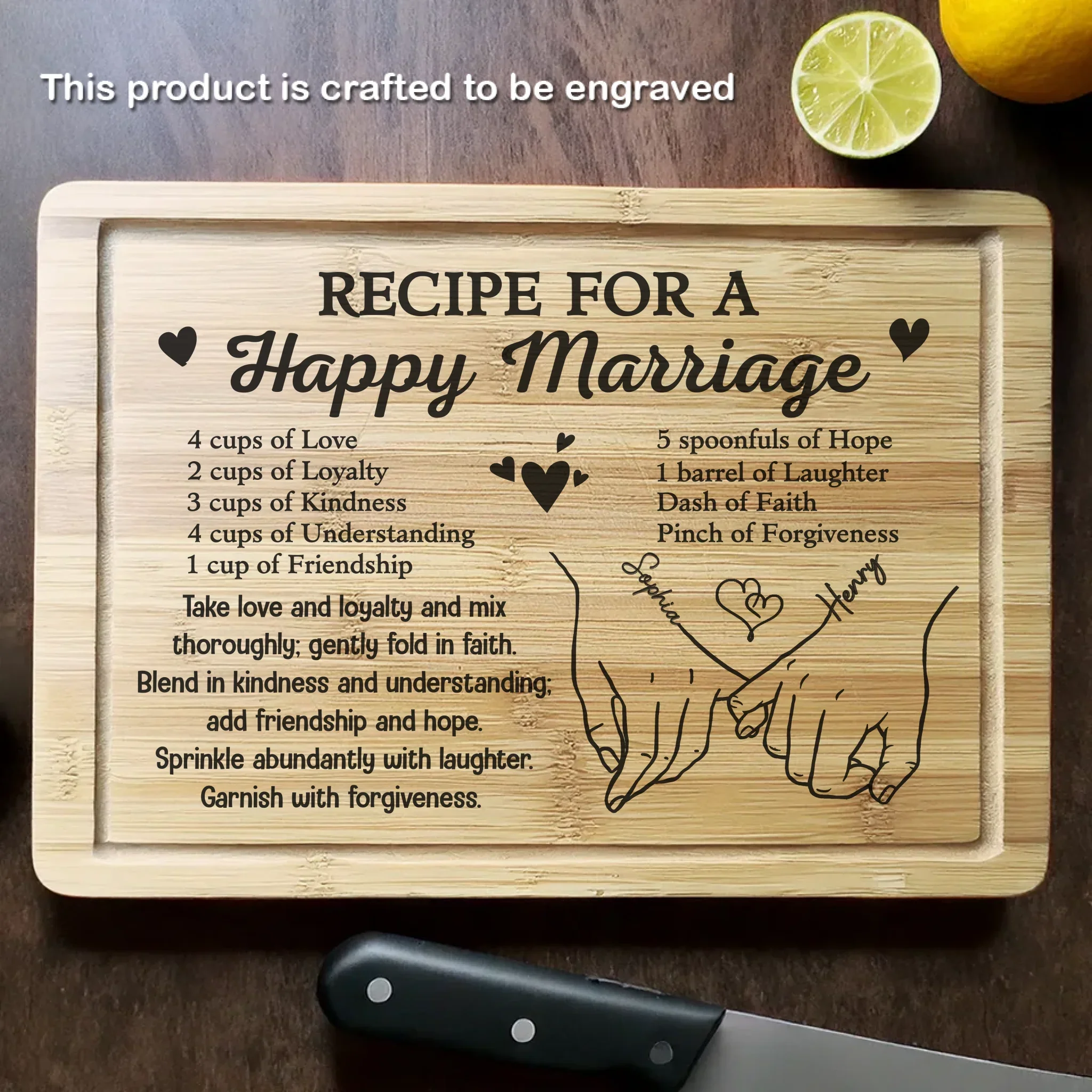 Stirred With Love Since Day One - Couple Personalized Custom Engraved Wooden Cutting Board - Gift For Husband Wife, Anniversary - Robaser