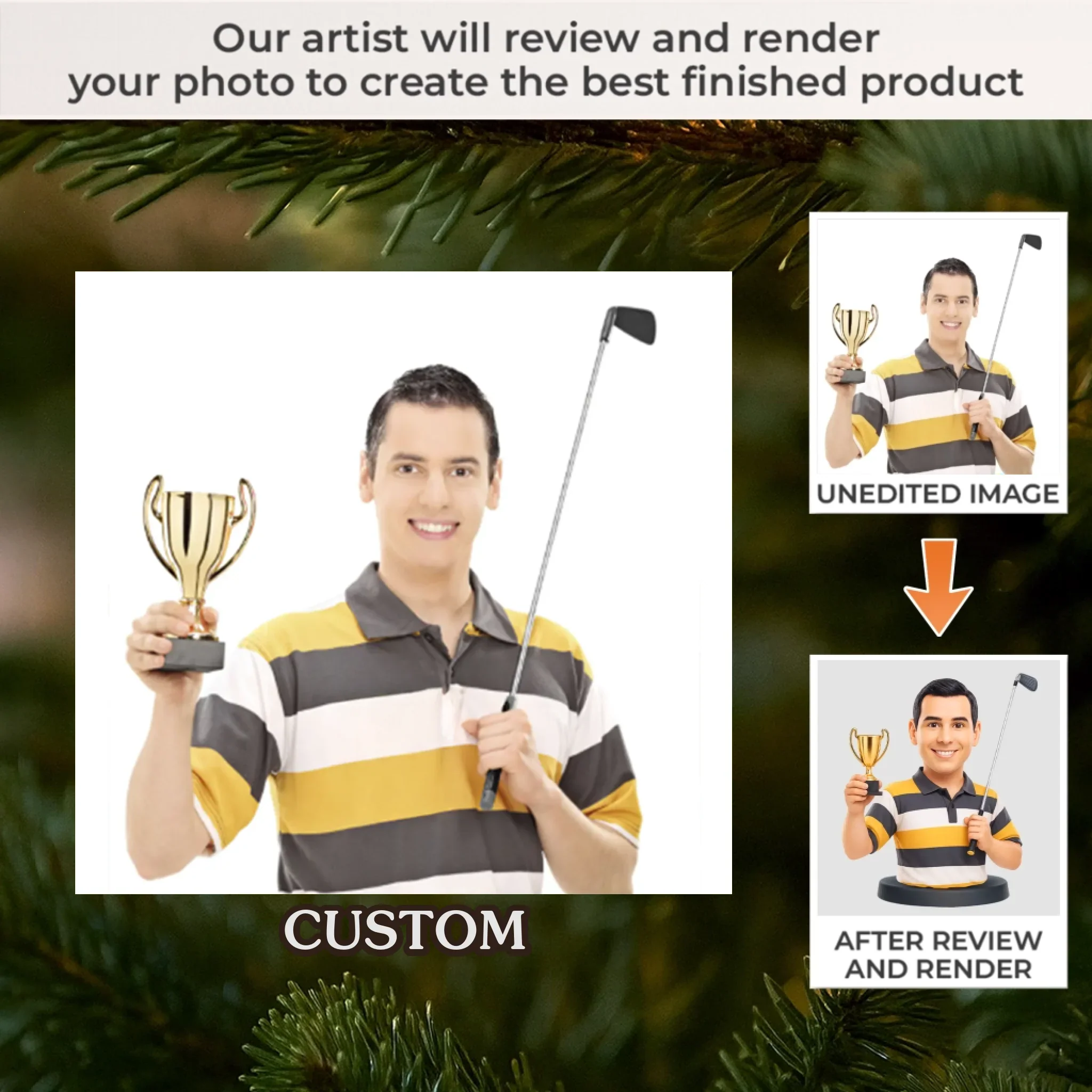 Custom Photo Acrylic Ornament - Personalized Christmas Birthday Golf Gifts For Men, Women - Walking Fairways Building Memories - Robaser