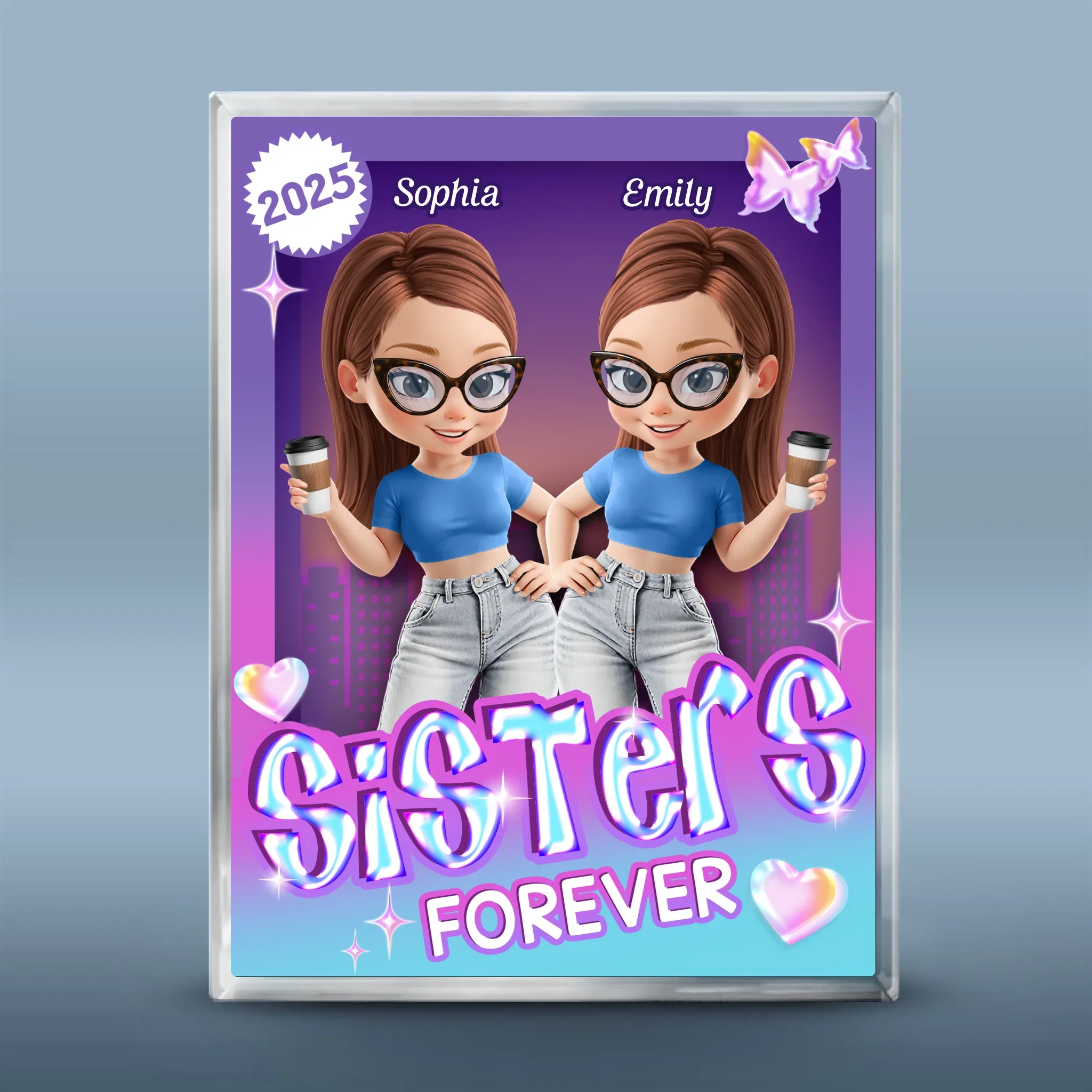 Custom Rectangle Shaped Acrylic Plaque - Personalized Best Friend Birthday Gifts For Women, Besties, Sisters, BFF - Besties Forever Stronger Together - Robaser