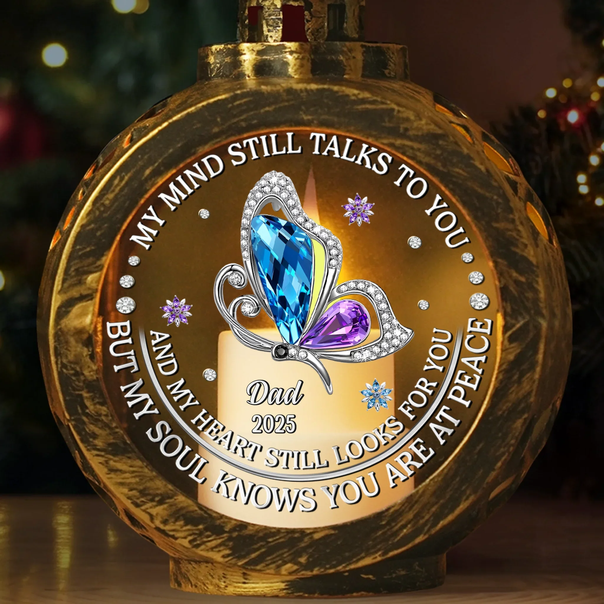 Custom Candlelight Lantern Ornament - Personalized Christmas Memorial Sympathy Gifts For Loss Of Mom, Dad - Forever In Our Hearts Always - Robaser