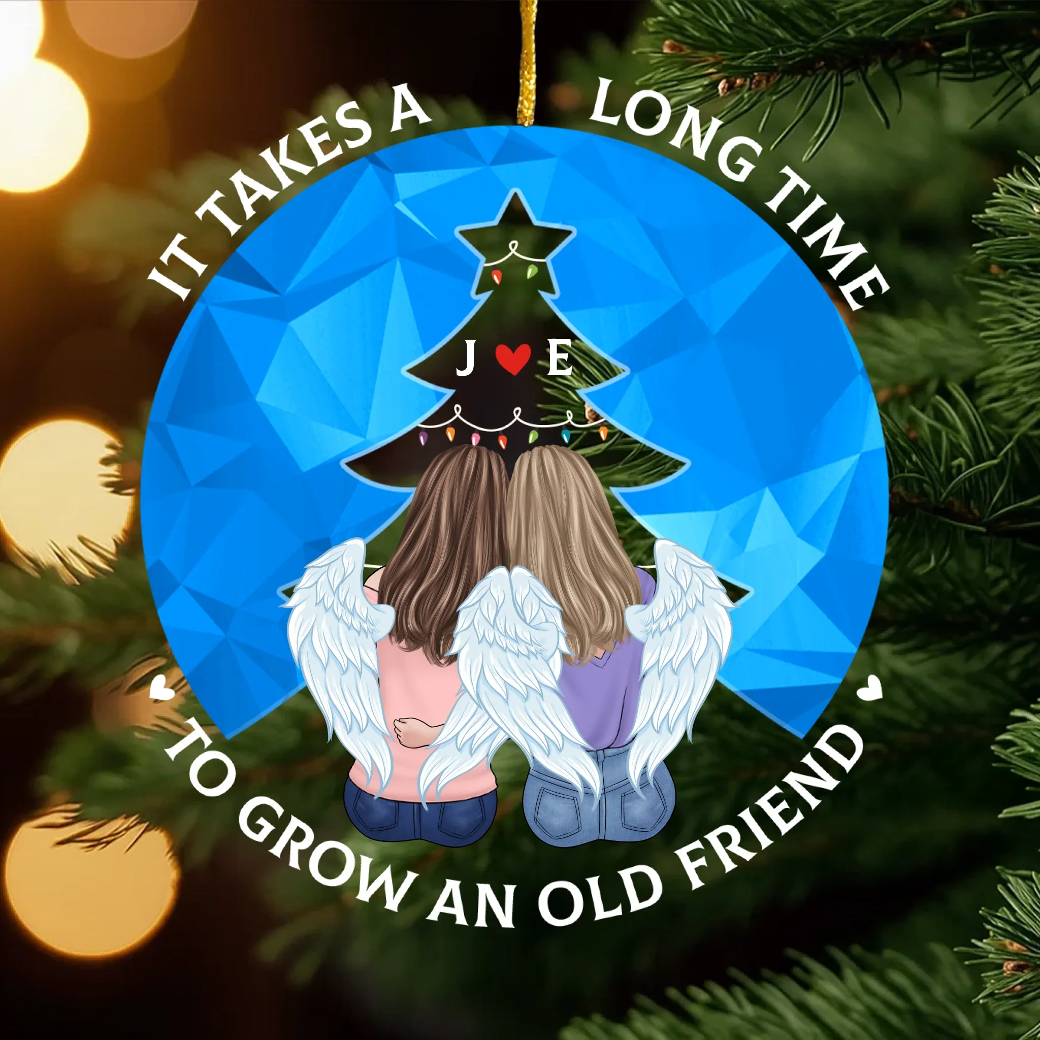 Custom Hologram Acrylic Ornament - Personalized Christmas Best Friend Birthday Gifts For Women, Besties, Sisters, BFF - Side By Side, Year By Year - Robaser