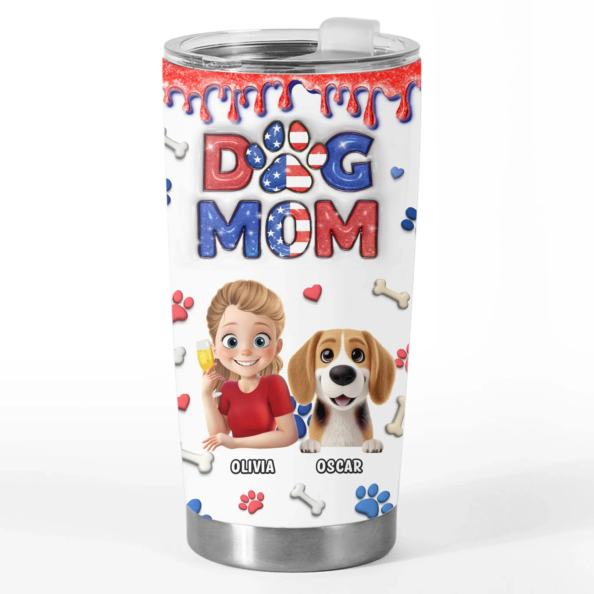 Custom 3D Inflated Effect Printed Tumbler - Personalized Birthday Gifts For Dog Lovers, Dog Dad And Mom - Fur Real Flavor - Robaser