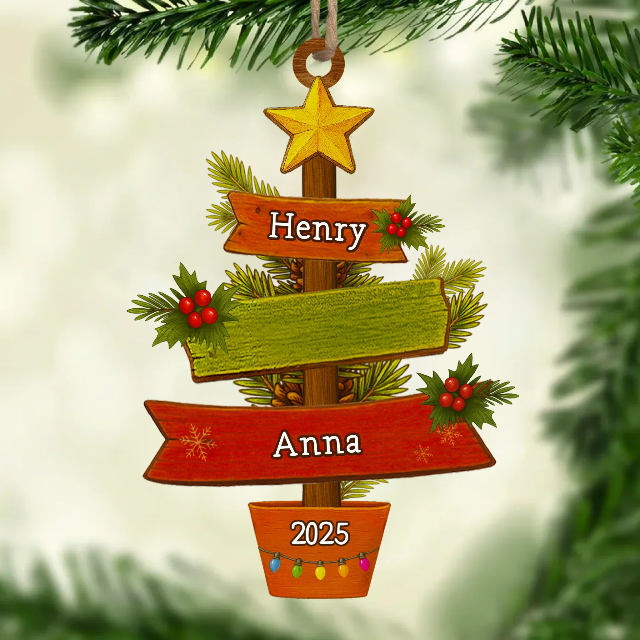 Custom Wood Ornament - Personalized Christmas Birthday Gifts For Mom, Dad, Kids - Spelling Love, Letter By Letter - Robaser