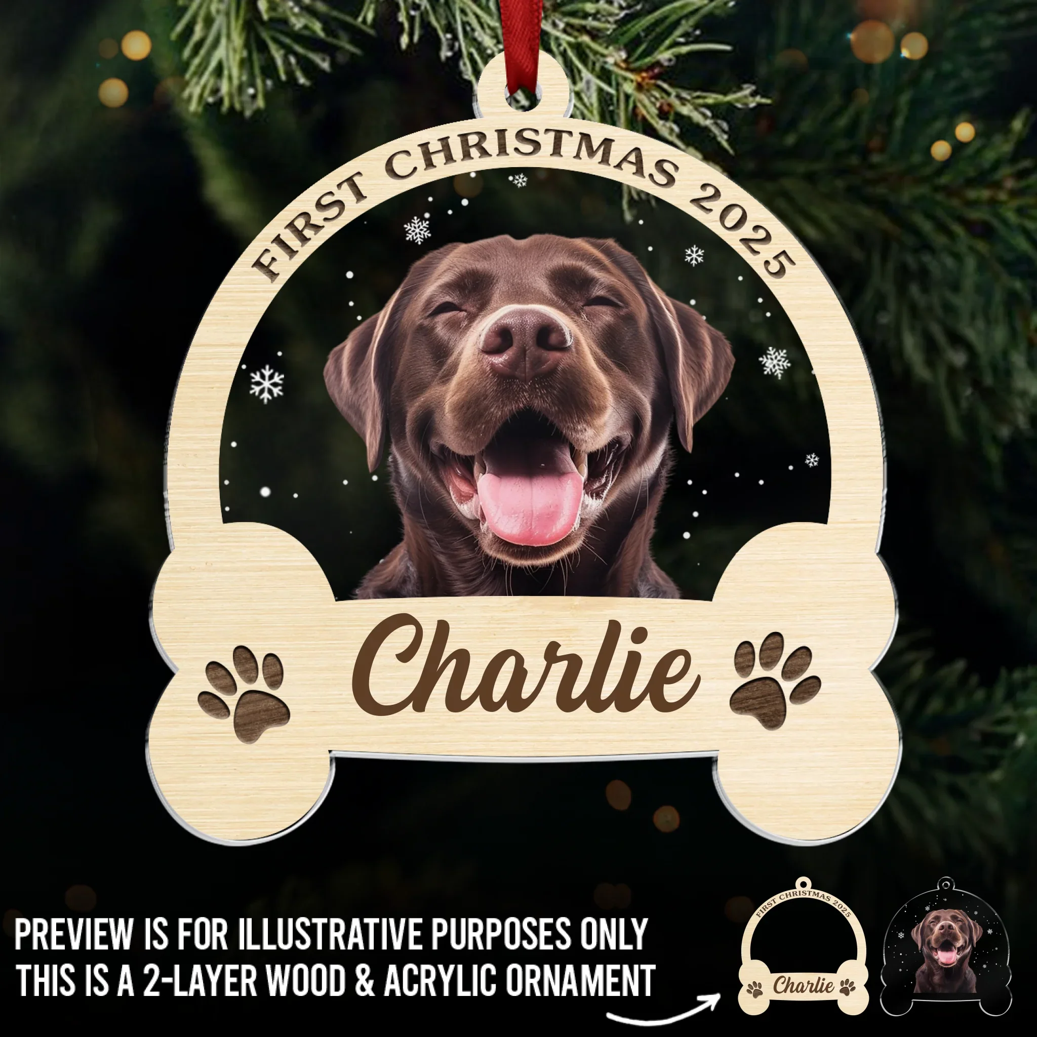 Custom Photo Wood & Acrylic Ornament - Personalized  Christmas Birthday Gifts For Dog Cat Lovers, Dog Dad And Mom, Cat Owners - Santa  s Goodest Helper - Robaser