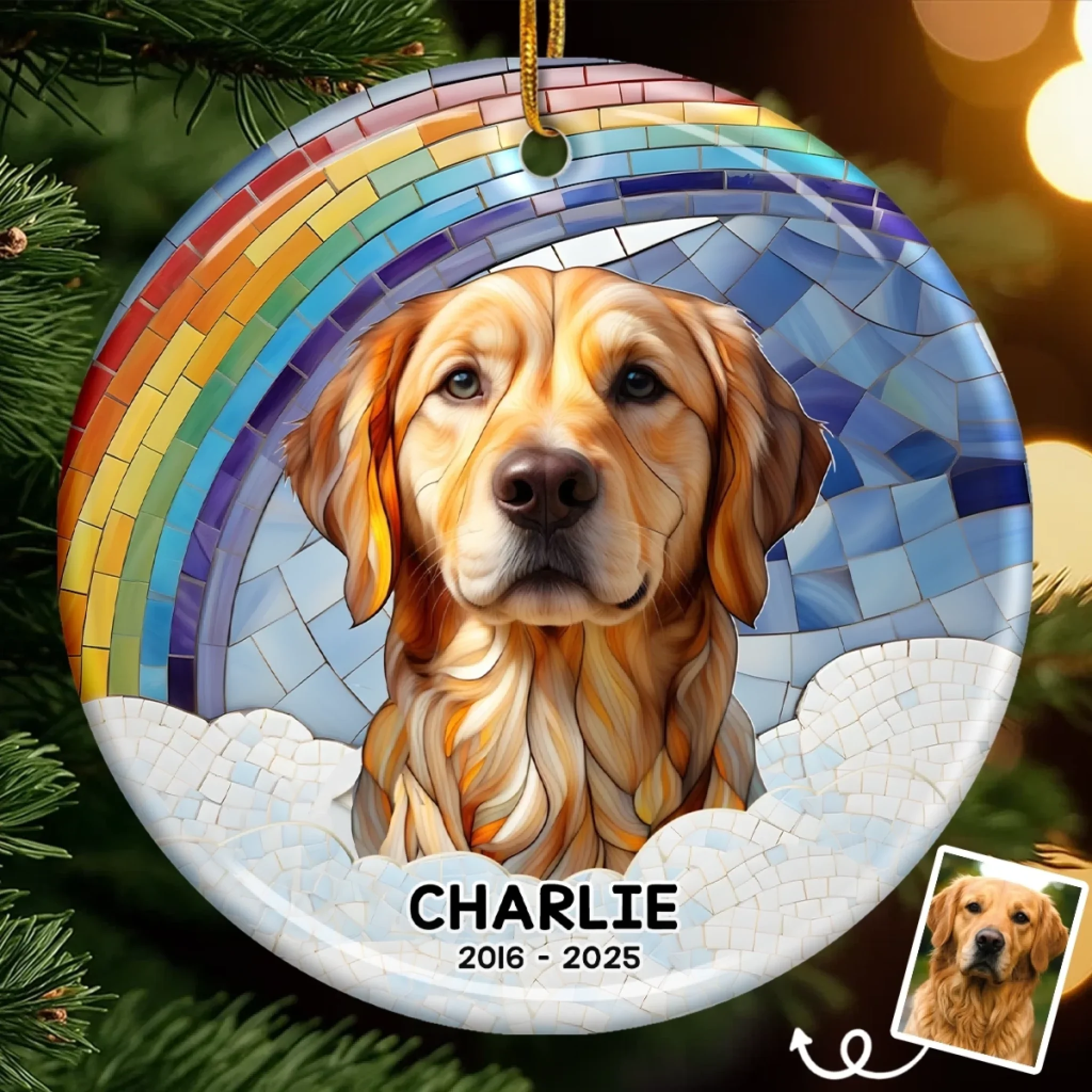 Custom Photo Ceramic Ornament - Personalized Pet Christmas Memorial Sympathy Gifts For Dogs, Cats - Gentle Companions Forever Remembered - Robaser
