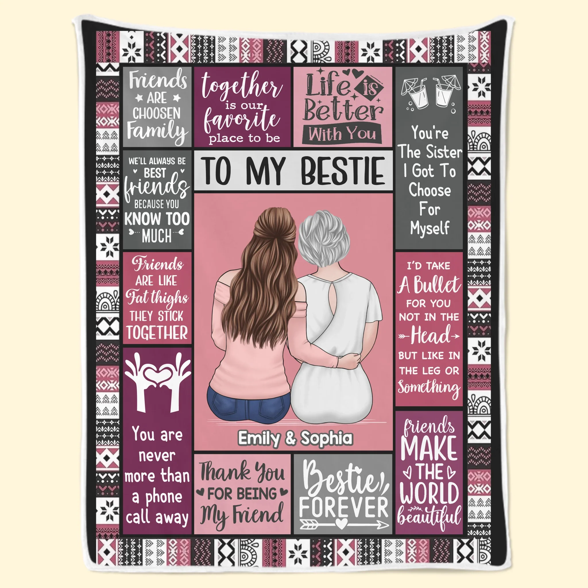 Custom Blanket - Personalized Best Friend Christmas Birthday Gifts For Women, Besties, Sisters, BFF - Always Better With My BFF - Robaser