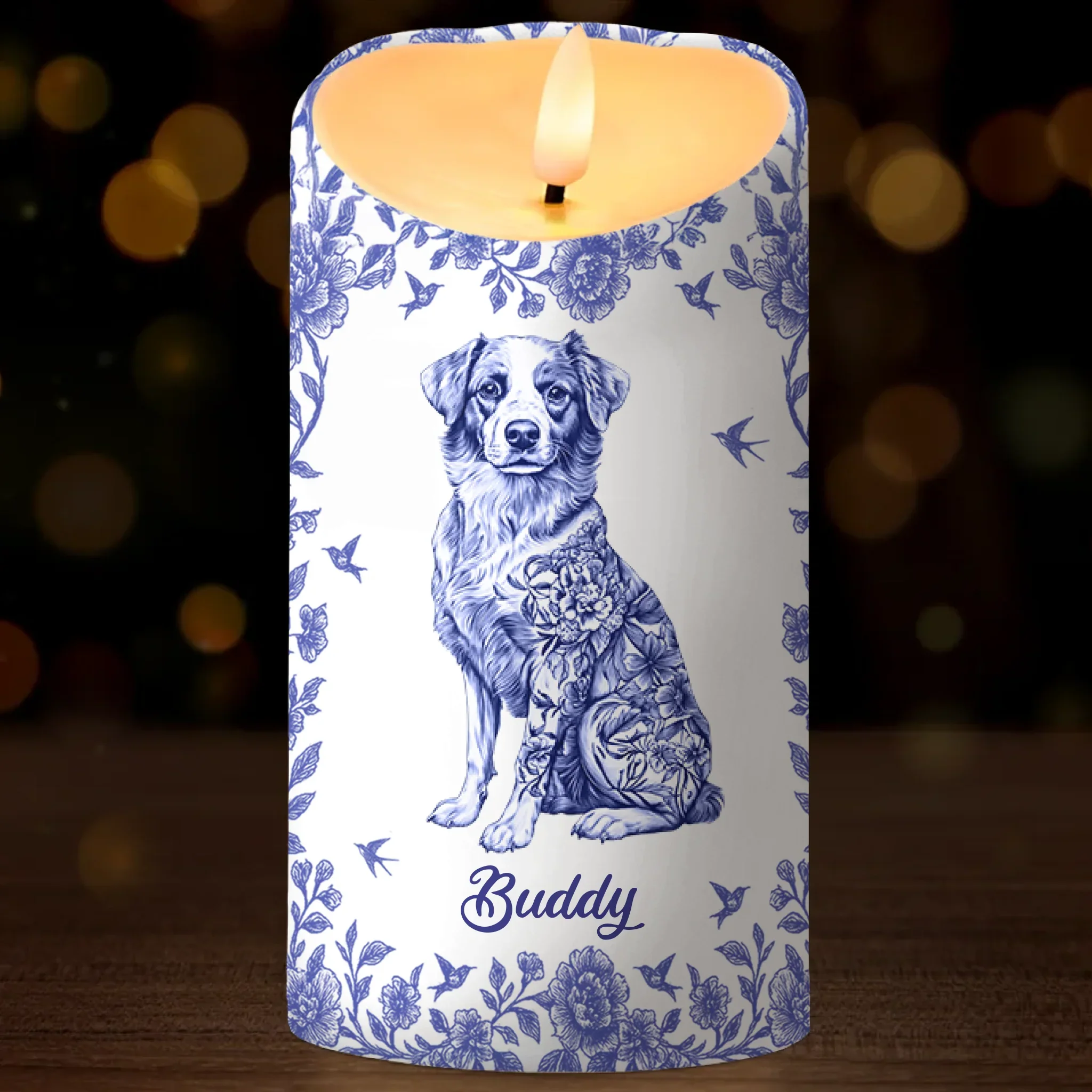 Custom LED Candle - Personalized Birthday Gifts For Dog Lovers, Dog Dad And Mom - Your Furry Friend Shines - Robaser